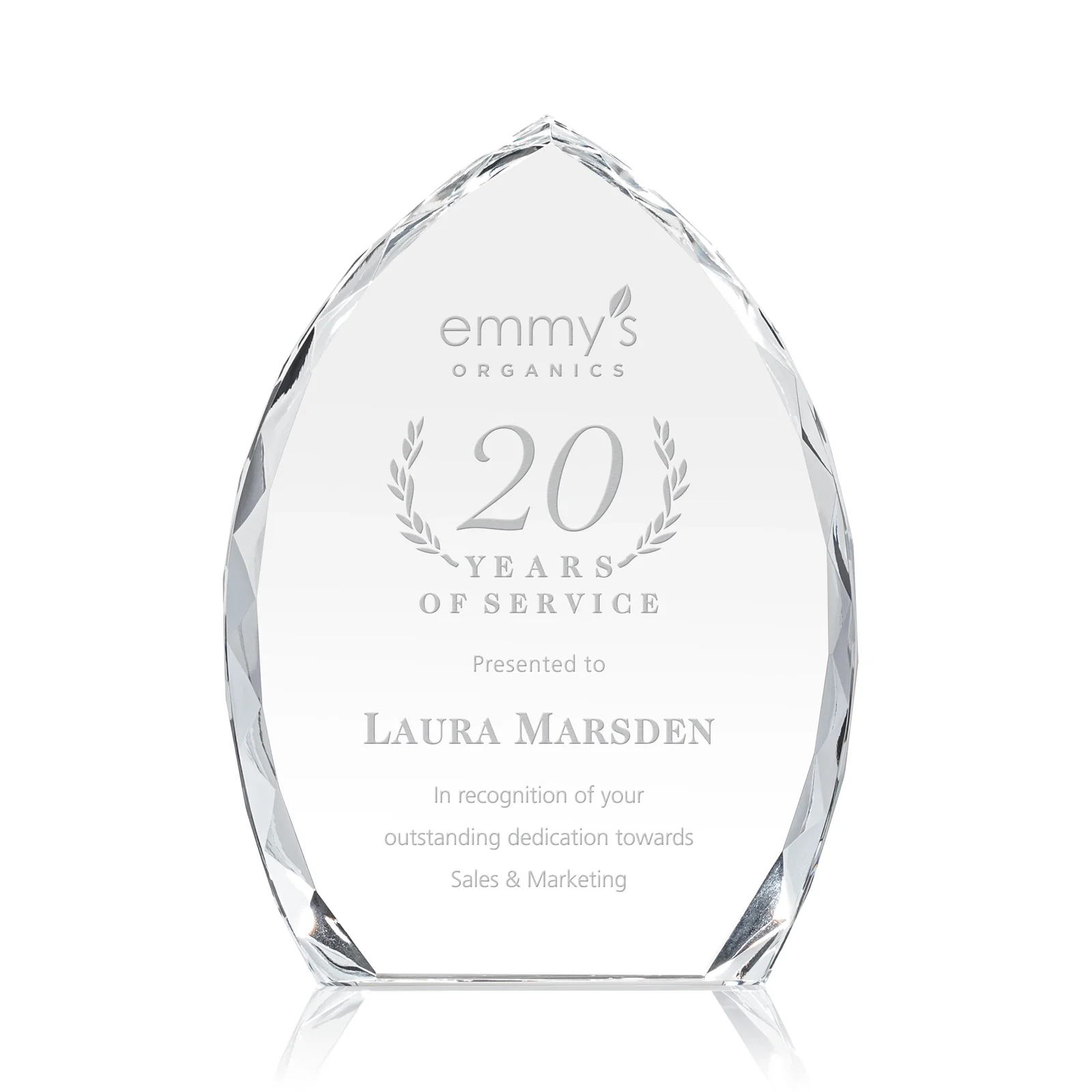Custom Optical Crystal Arrowhead Award With Faceted Diamond Edge for safety achievement programs
