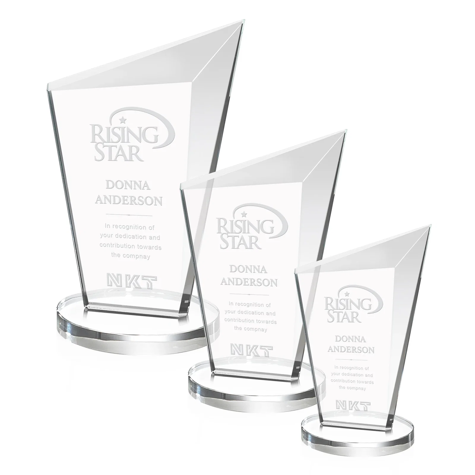 Custom Starfire Crystal Peak Award with Upward-Angled Top Bevel, awards for employee recognition