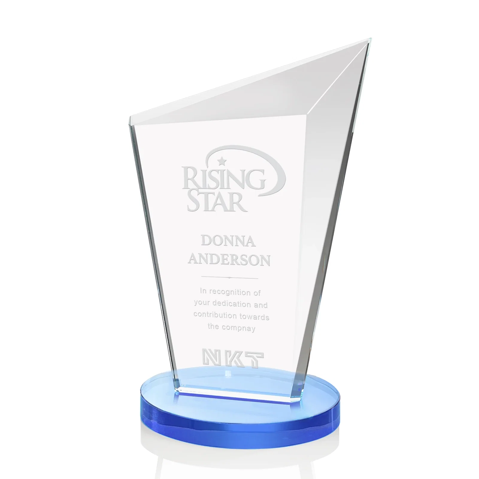 Custom Starfire Crystal Peak Award with Upward-Angled Top Bevel, awards for dealer and partner awards
