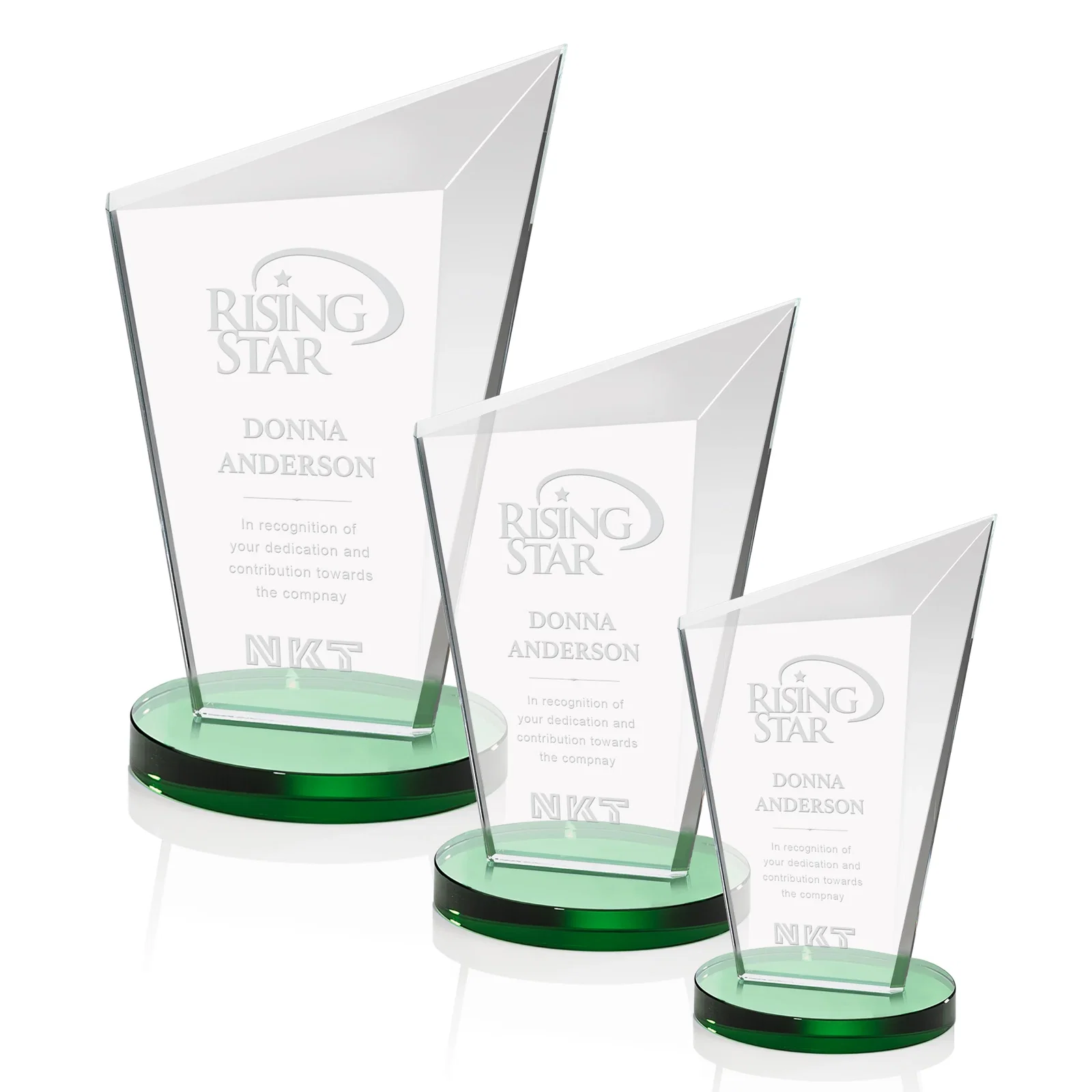 Personalized Starfire Crystal Peak Award with Upward-Angled Top Bevel, awards for employee recognition