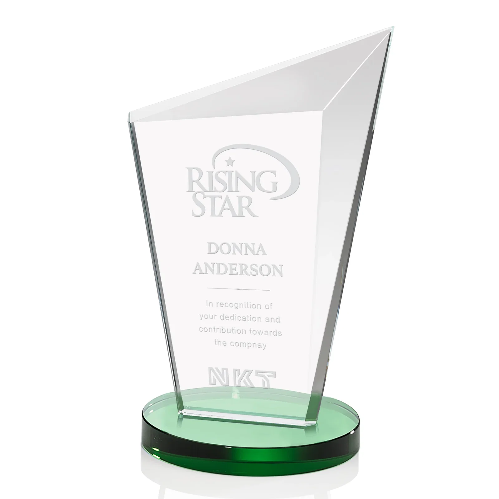 Personalized Starfire Crystal Peak Award with Upward-Angled Top Bevel, awards for sales achievement awards