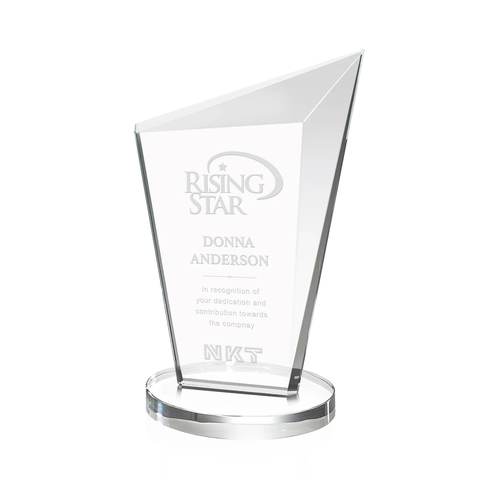 Custom Starfire Crystal Peak Award with Upward-Angled Top Bevel, awards for corporate award ceremonies