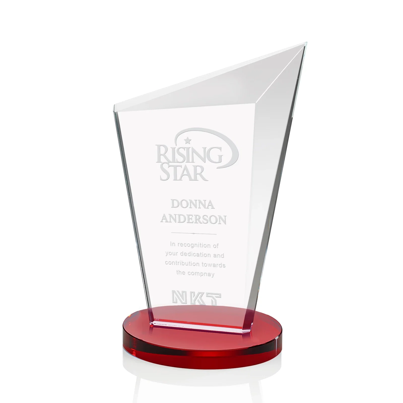 Promotional Starfire Crystal Peak Award with Upward-Angled Top Bevel, awards for corporate award ceremonies