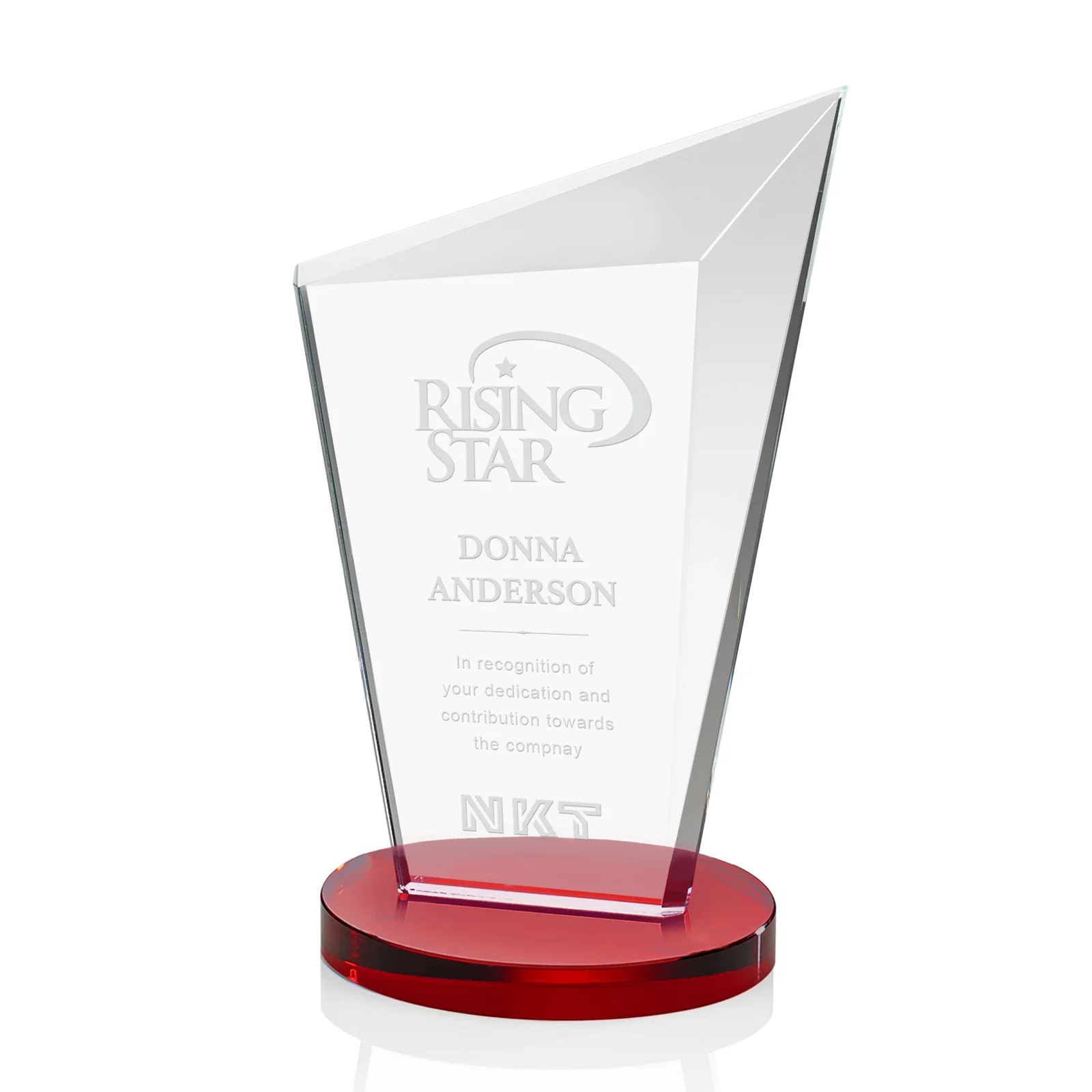 Promotional Starfire Crystal Peak Award with Upward-Angled Top Bevel, awards for service anniversary gifts