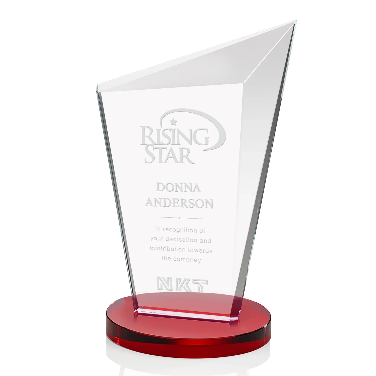 Promotional Starfire Crystal Peak Award with Upward-Angled Top Bevel, awards for sales achievement awards