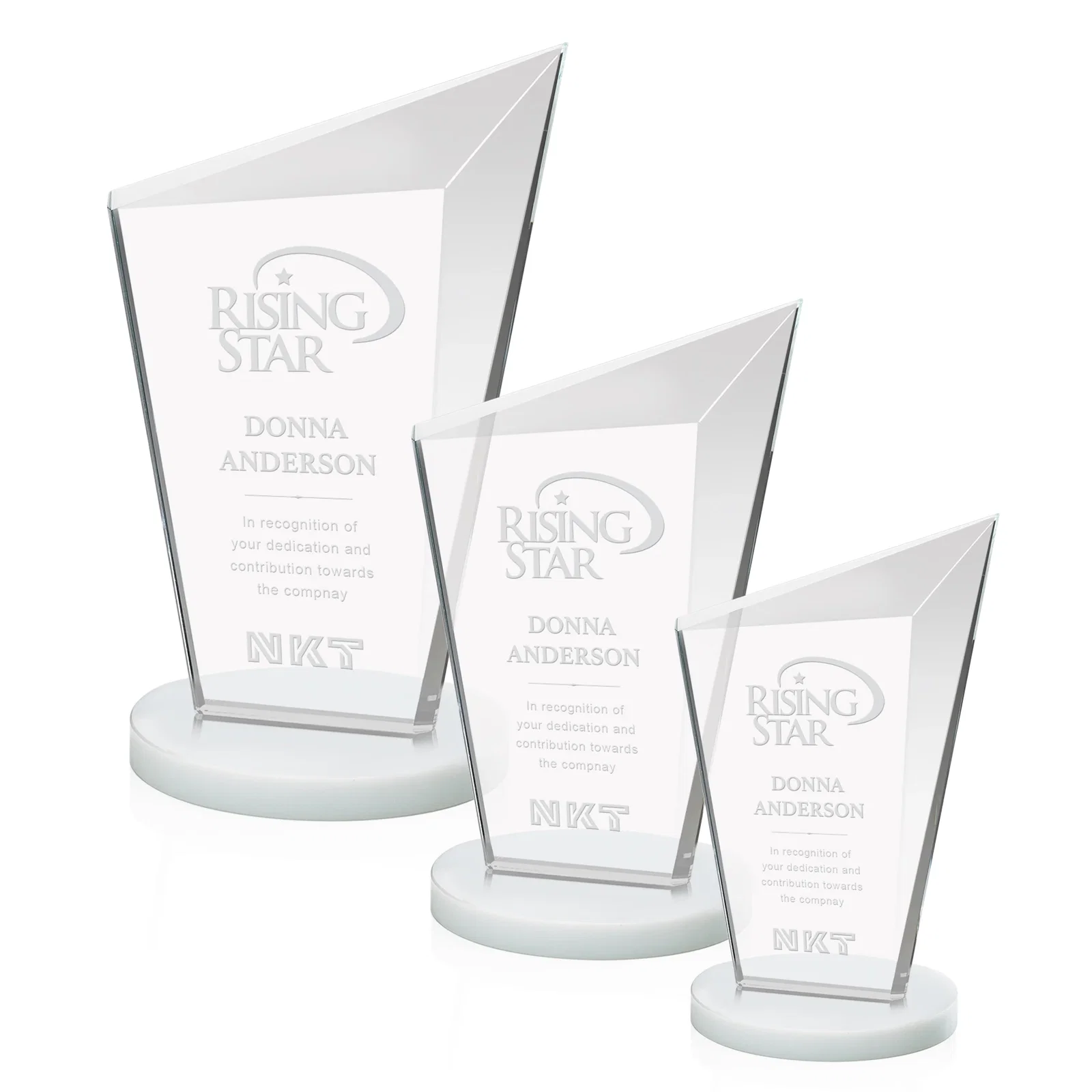 Promotional Starfire Crystal Peak Award with Upward-Angled Top Bevel, awards for retirement presentations