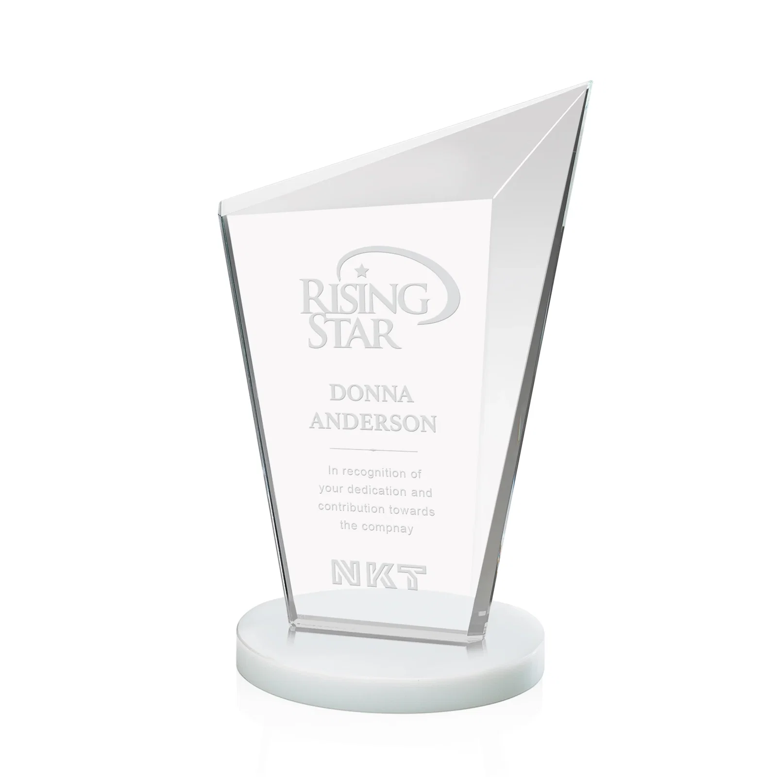 Promotional Starfire Crystal Peak Award with Upward-Angled Top Bevel, awards for team milestone celebrations