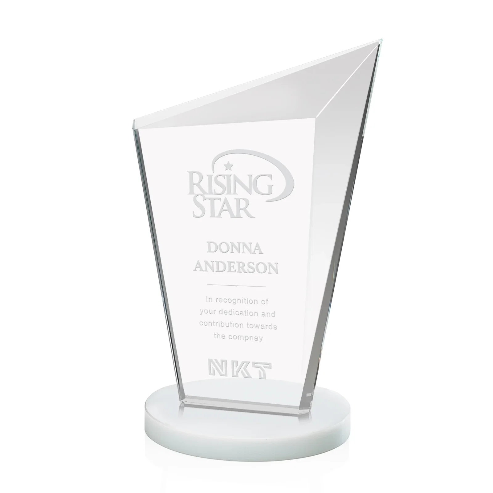 Promotional Starfire Crystal Peak Award with Upward-Angled Top Bevel, awards for donor appreciation