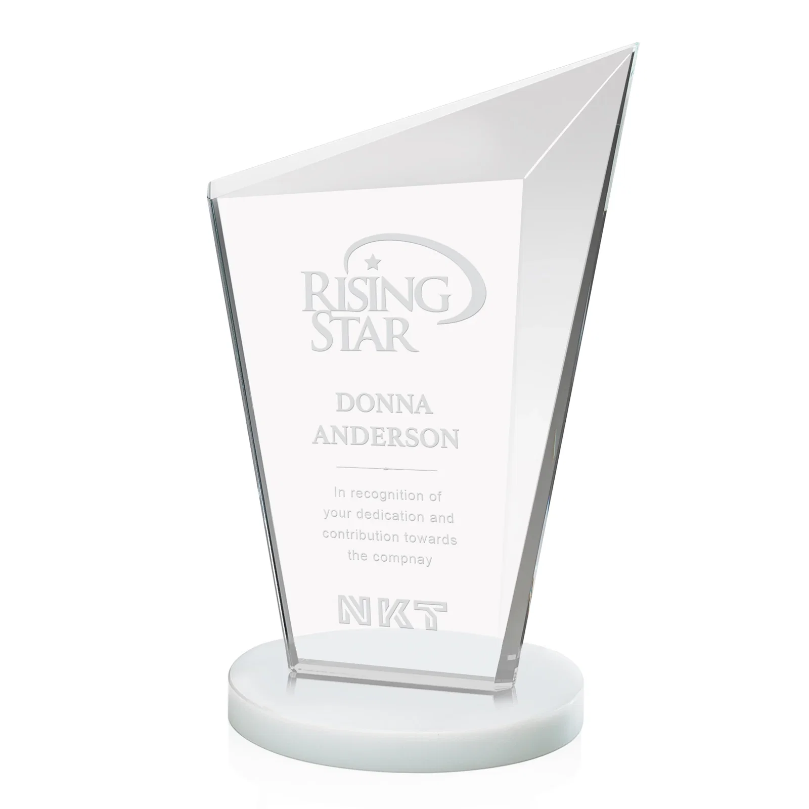 Promotional Starfire Crystal Peak Award with Upward-Angled Top Bevel, awards for graduation ceremonies