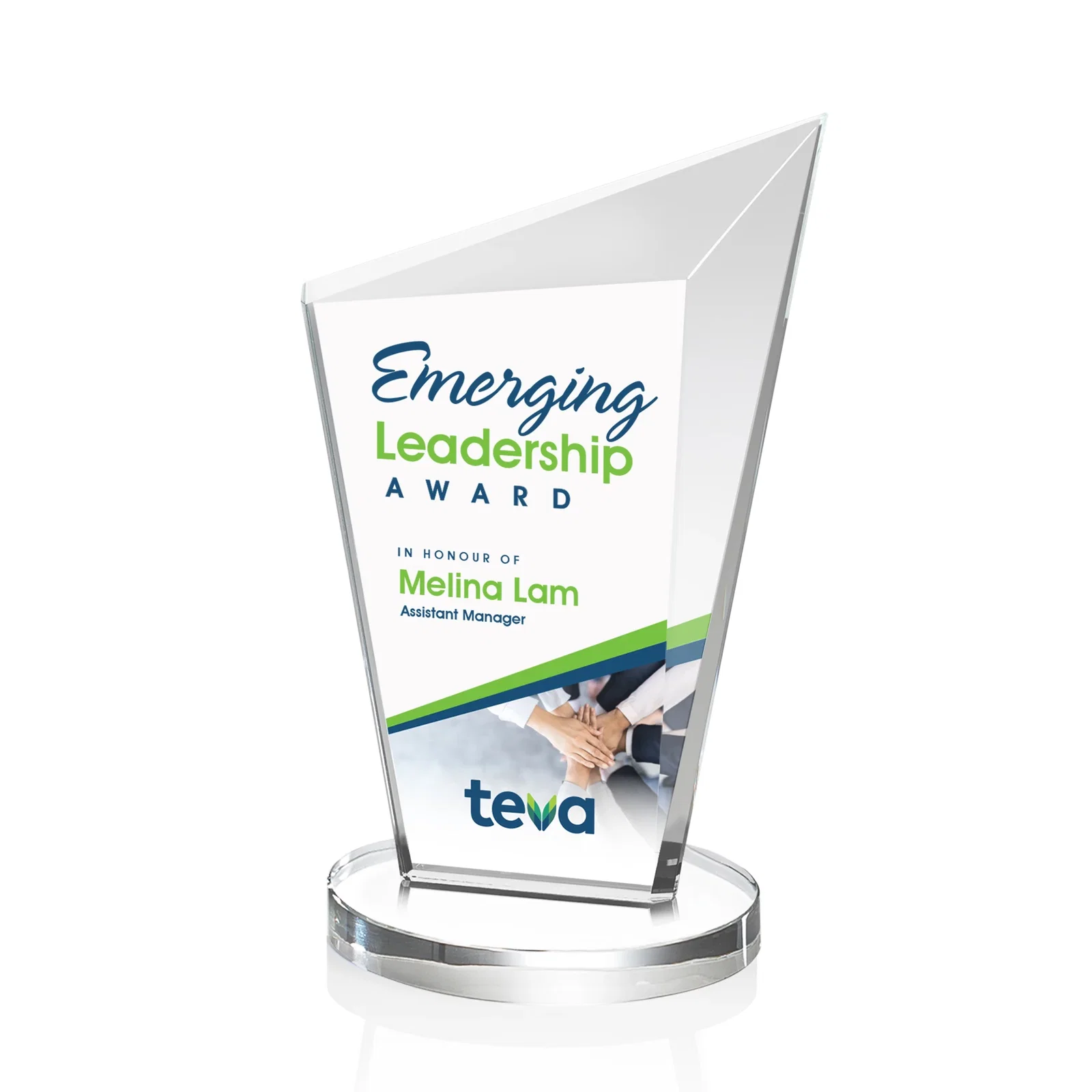 Promotional Starfire Crystal Peak Award with Upward-Angled Top Bevel, awards for volunteer appreciation