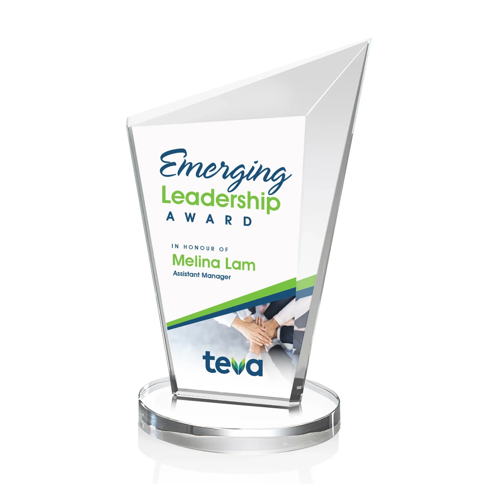 Promotional Starfire Crystal Peak Award with Upward-Angled Top Bevel, awards for dealer and partner awards