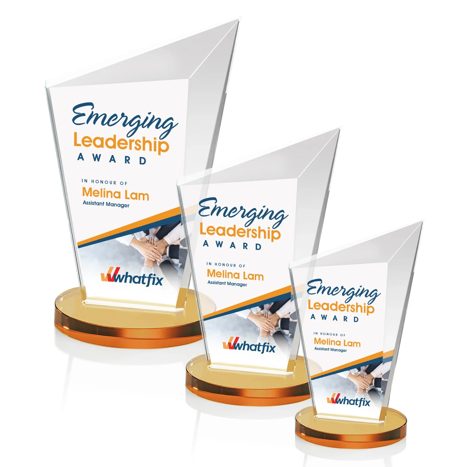 Branded Starfire Crystal Peak Award with Upward-Angled Top Bevel, awards for employee recognition