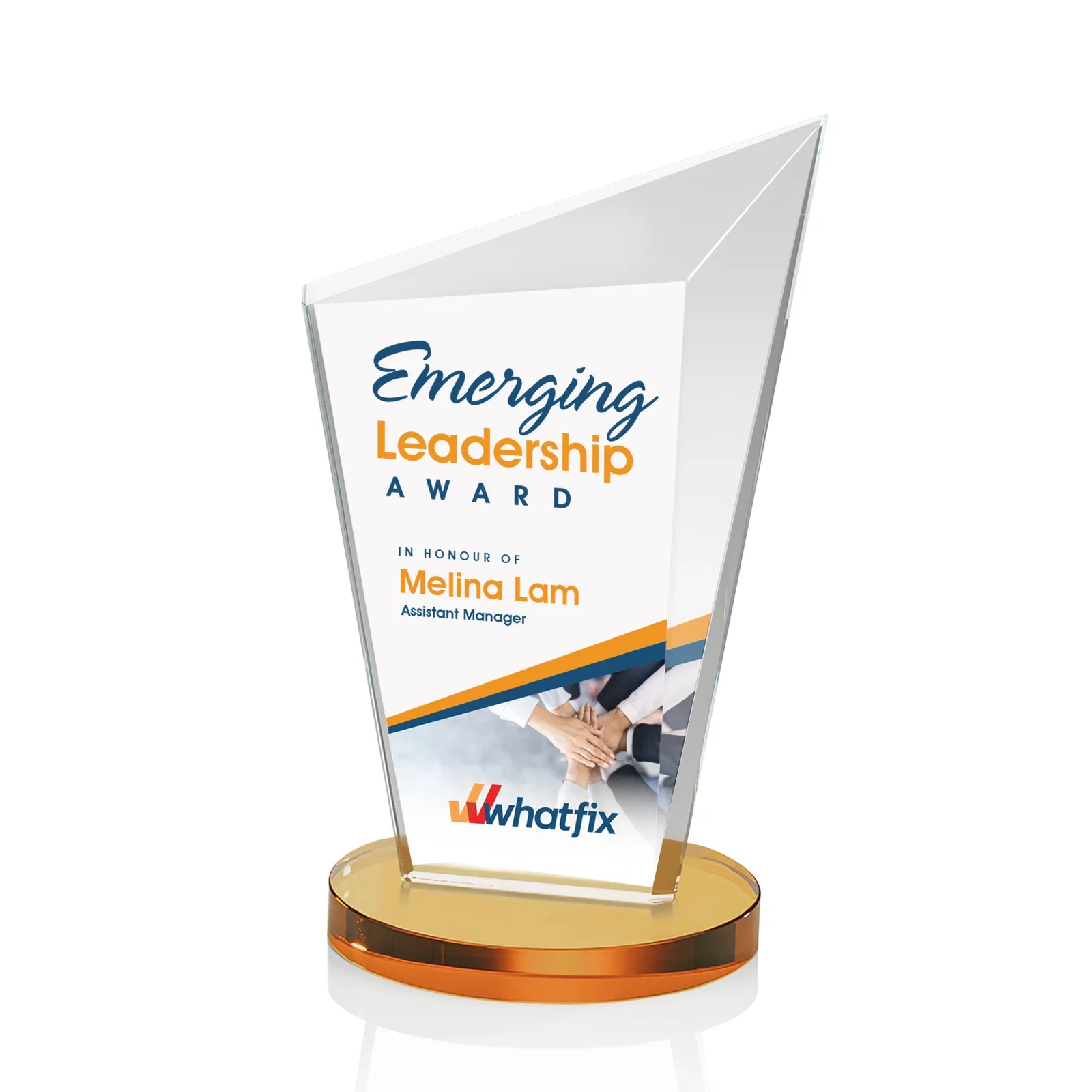 Branded Starfire Crystal Peak Award with Upward-Angled Top Bevel, awards for corporate award ceremonies