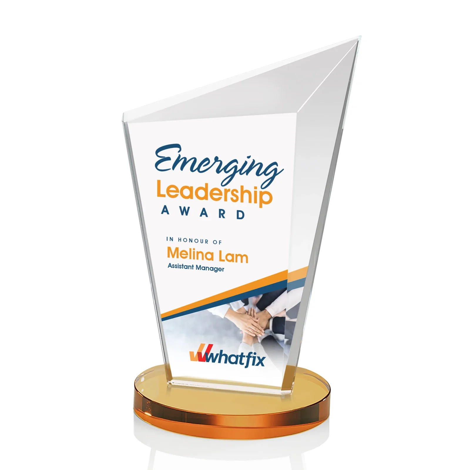 Branded Starfire Crystal Peak Award with Upward-Angled Top Bevel, awards for service anniversary gifts