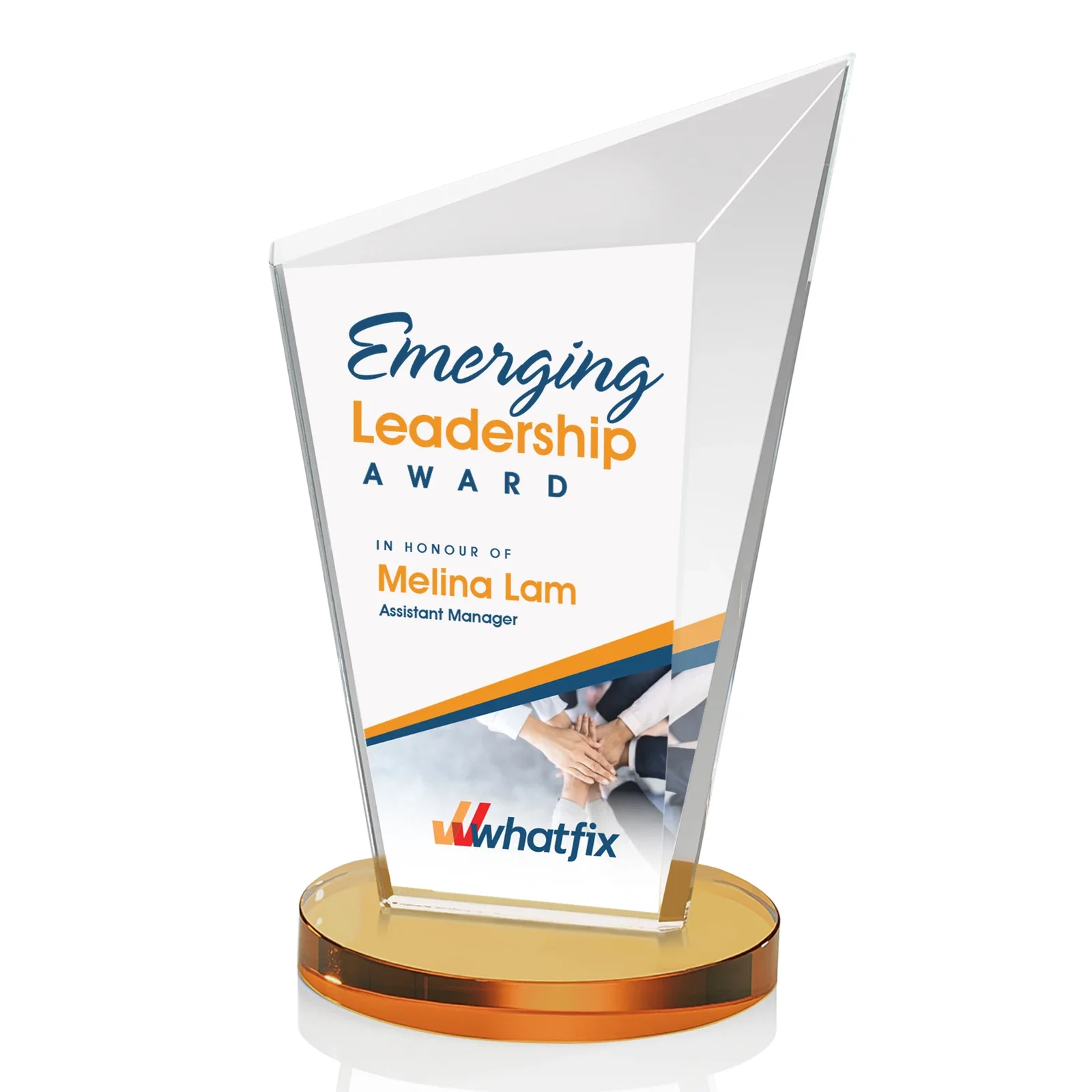 Branded Starfire Crystal Peak Award with Upward-Angled Top Bevel, awards for sales achievement awards