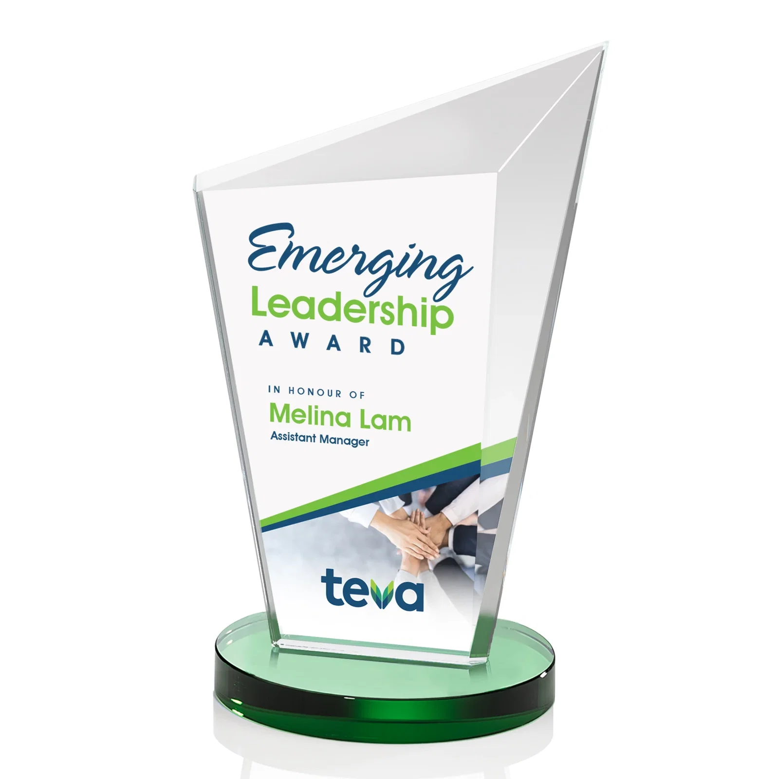 Branded Starfire Crystal Peak Award with Upward-Angled Top Bevel, awards for graduation ceremonies