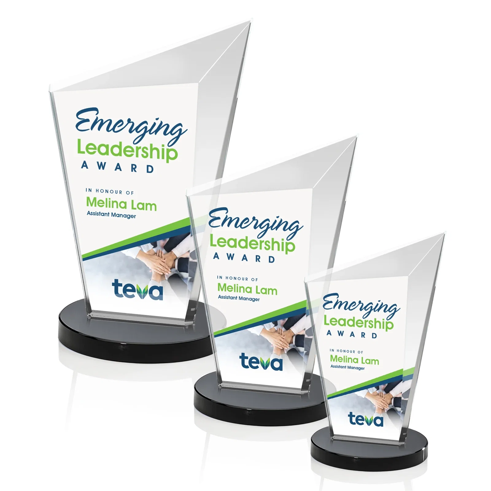 Branded Starfire Crystal Peak Award with Upward-Angled Top Bevel, awards for safety achievement programs