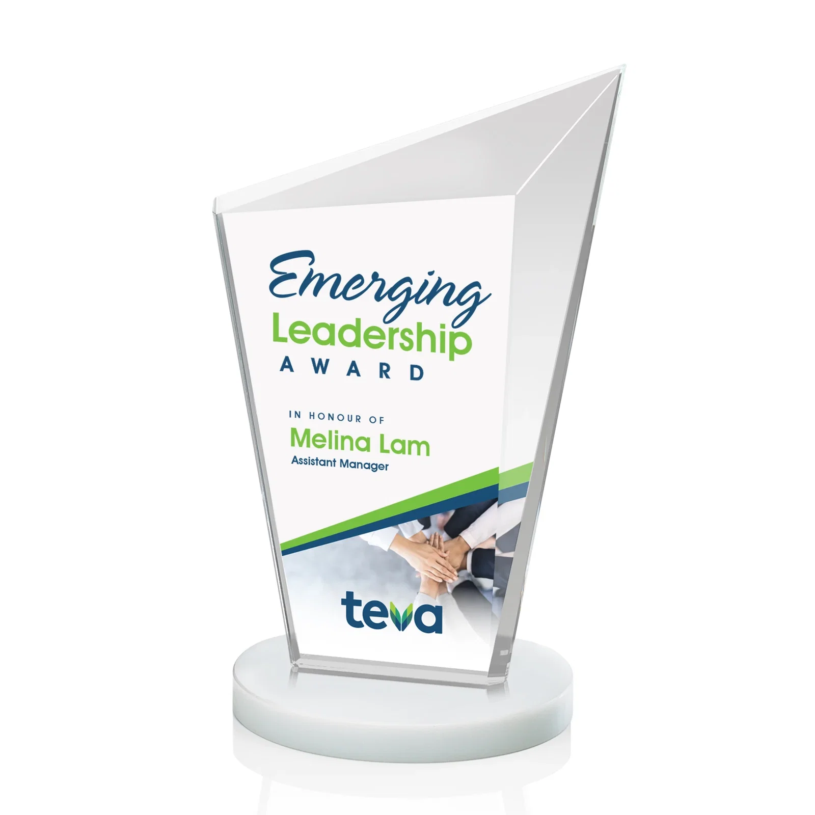 Customized Starfire Crystal Peak Award with Upward-Angled Top Bevel, awards for service anniversary gifts