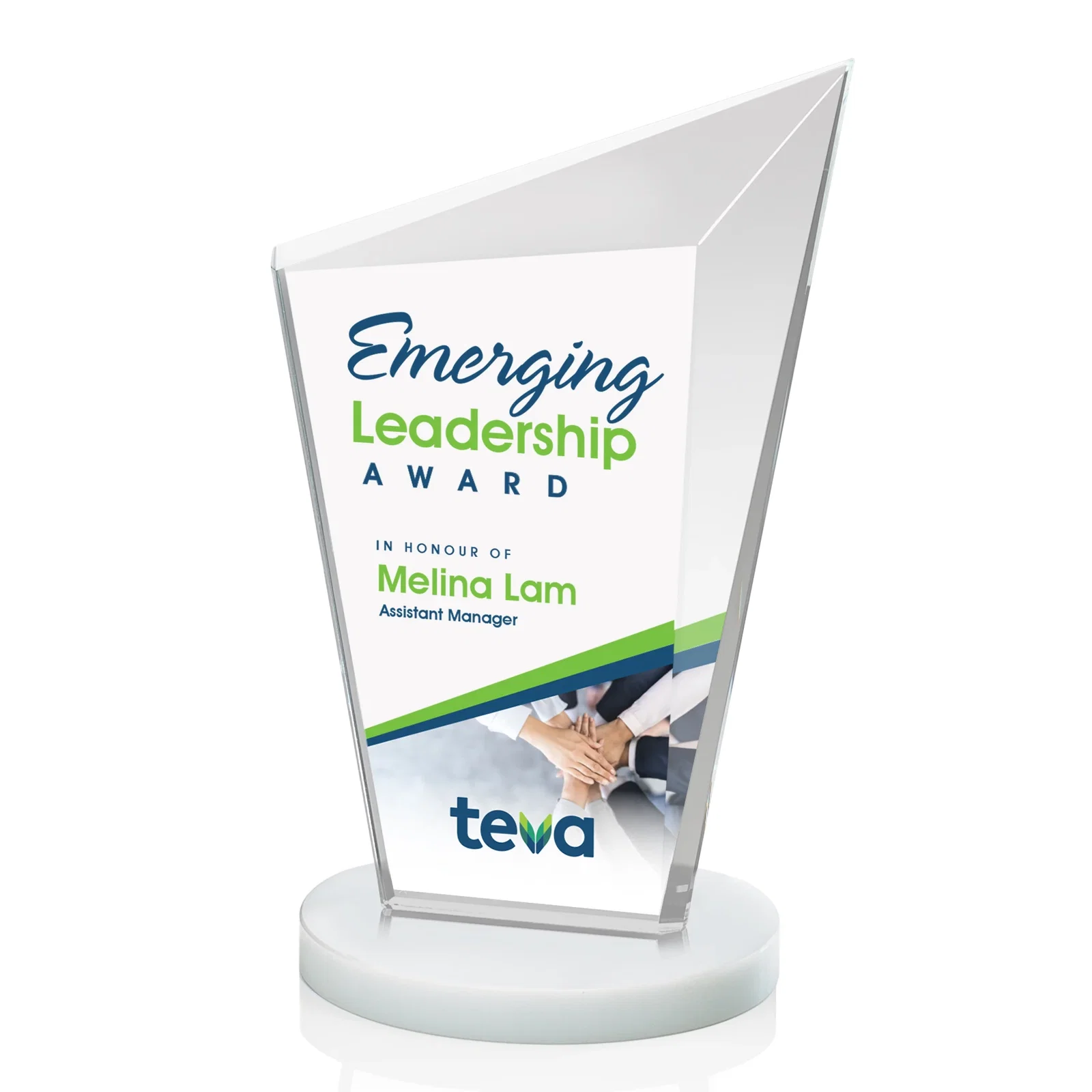 Customized Starfire Crystal Peak Award with Upward-Angled Top Bevel, awards for sales achievement awards