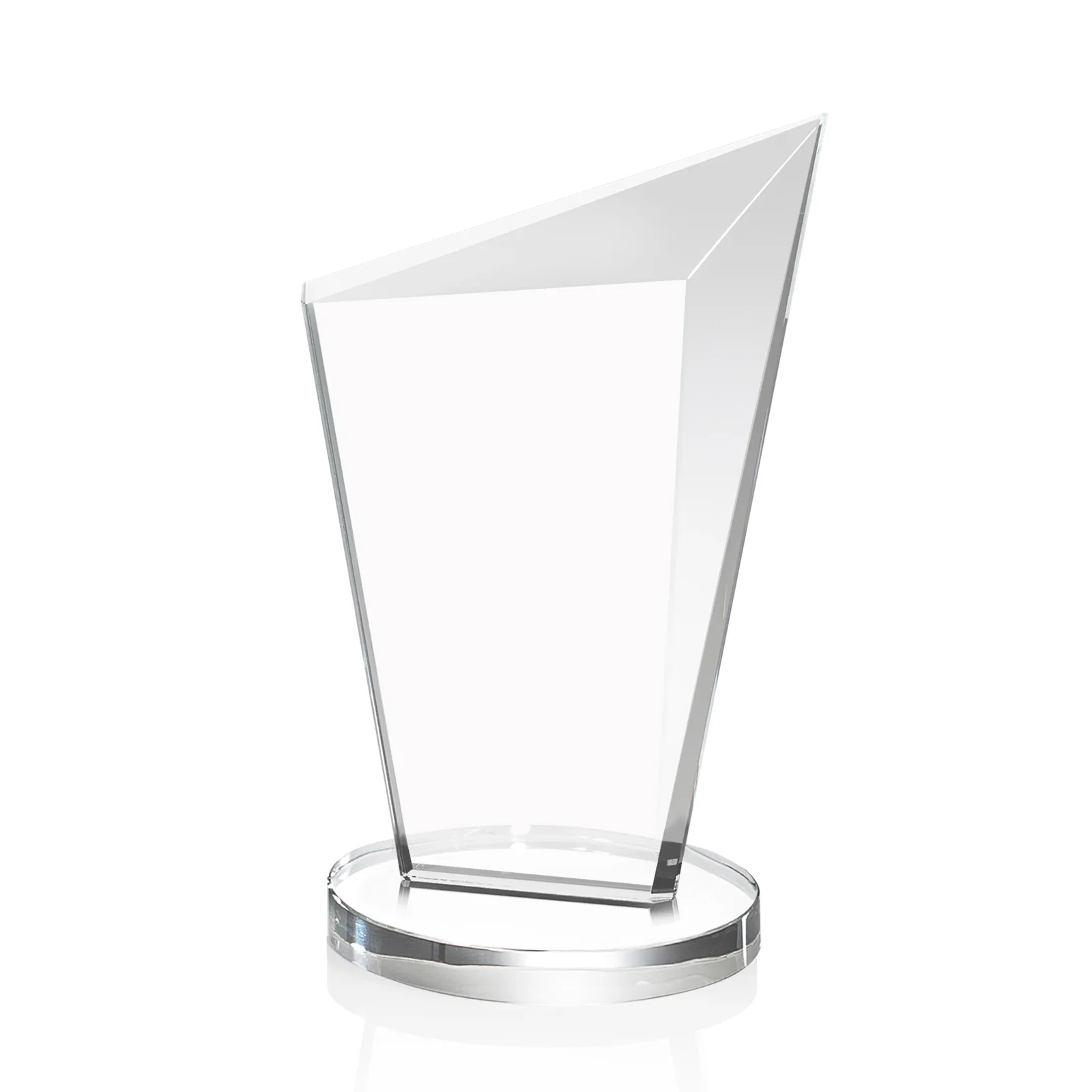 Custom engraved Starfire Crystal Peak Award with Upward-Angled Top Bevel, awards for employee recognition