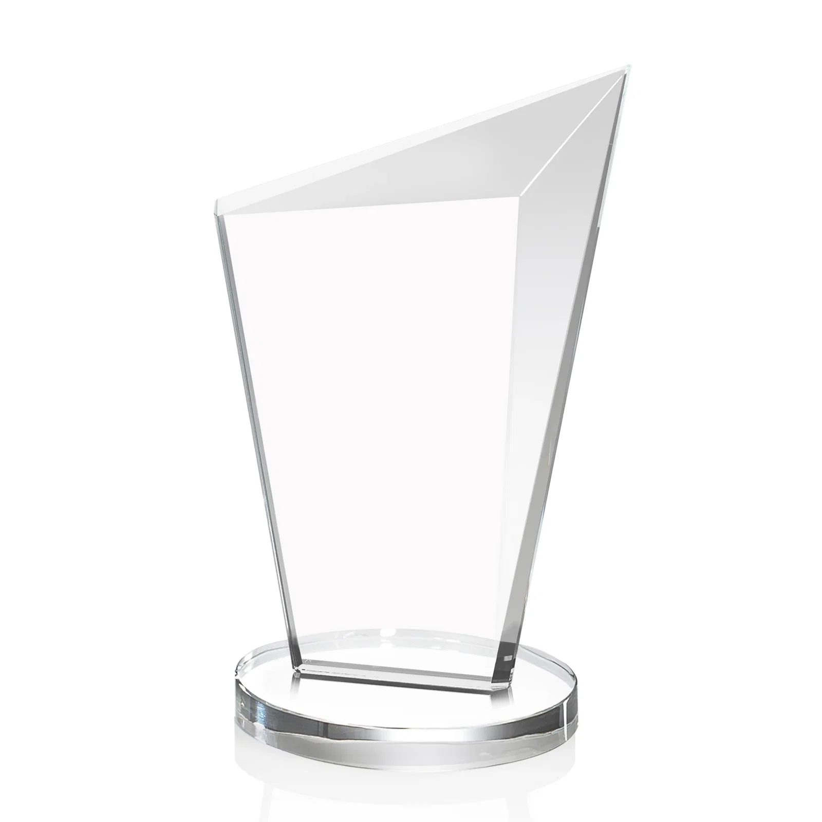 Custom engraved Starfire Crystal Peak Award with Upward-Angled Top Bevel, awards for corporate award ceremonies
