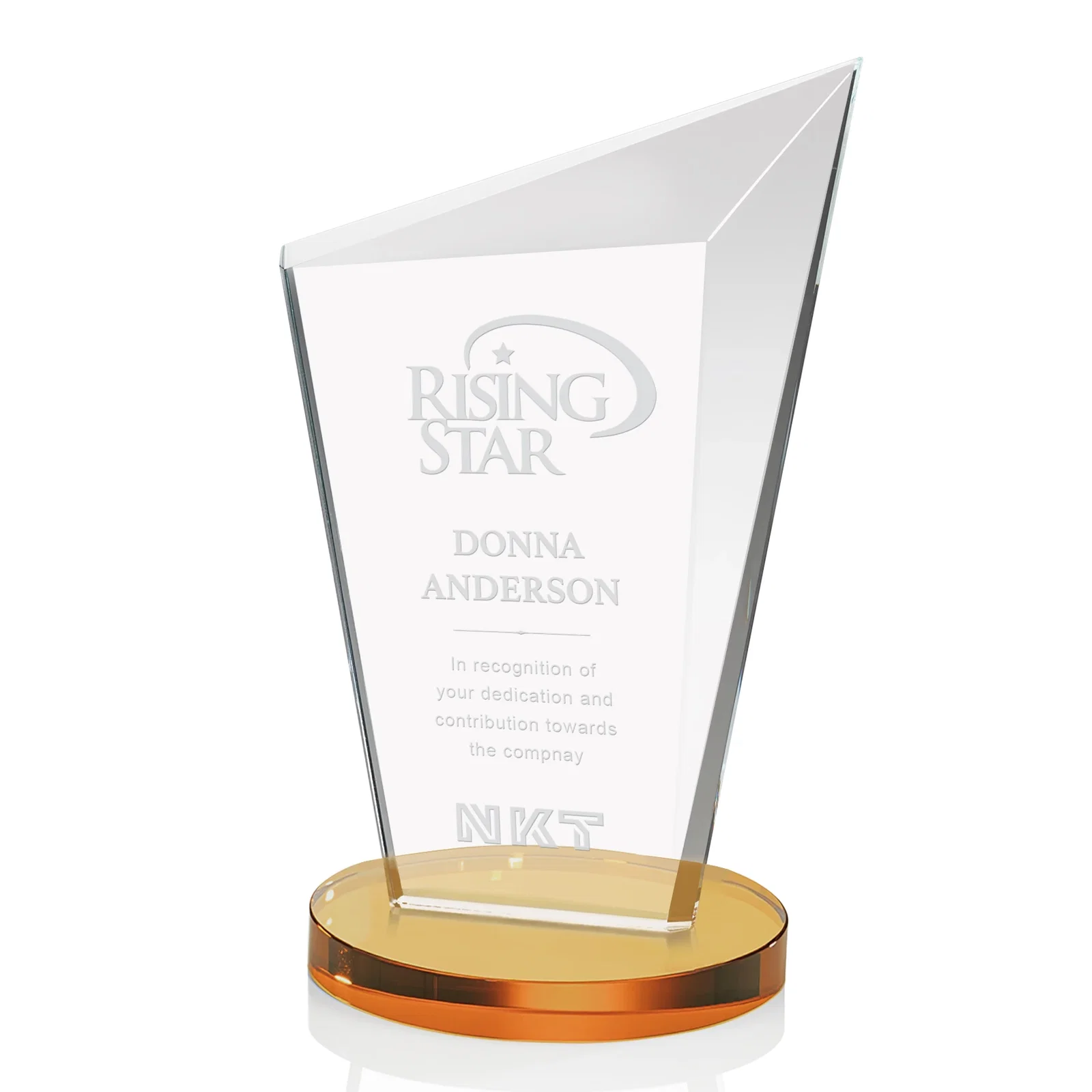 Custom Starfire Crystal Peak Award with Upward-Angled Top Bevel, awards for graduation ceremonies