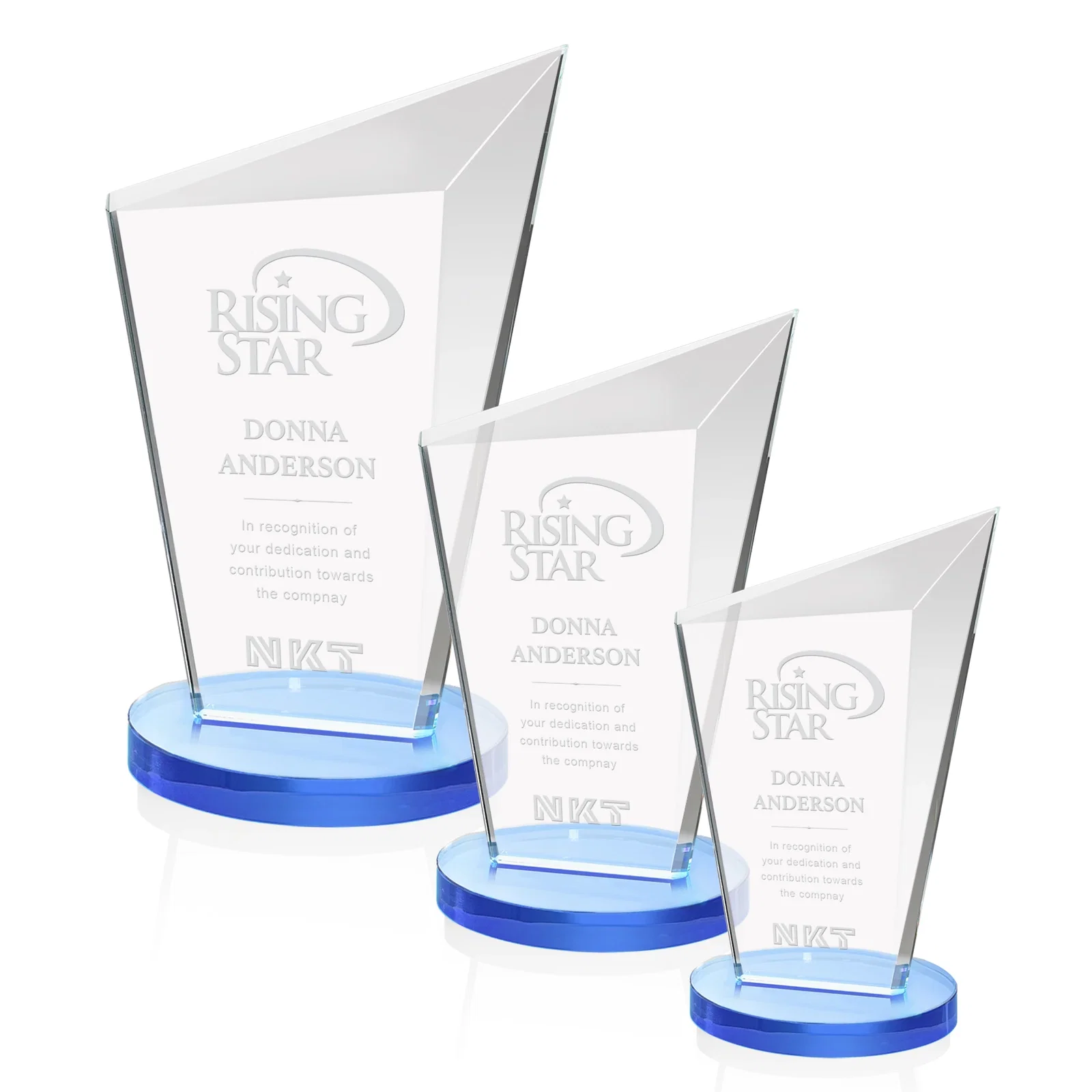 Custom Starfire Crystal Peak Award with Upward-Angled Top Bevel, awards for safety achievement programs