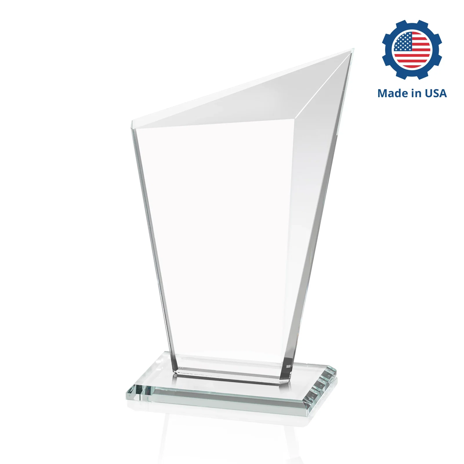 Custom engraved Starfire Crystal Peak Award with Upward-Angled Top Bevel, awards for sales achievement awards