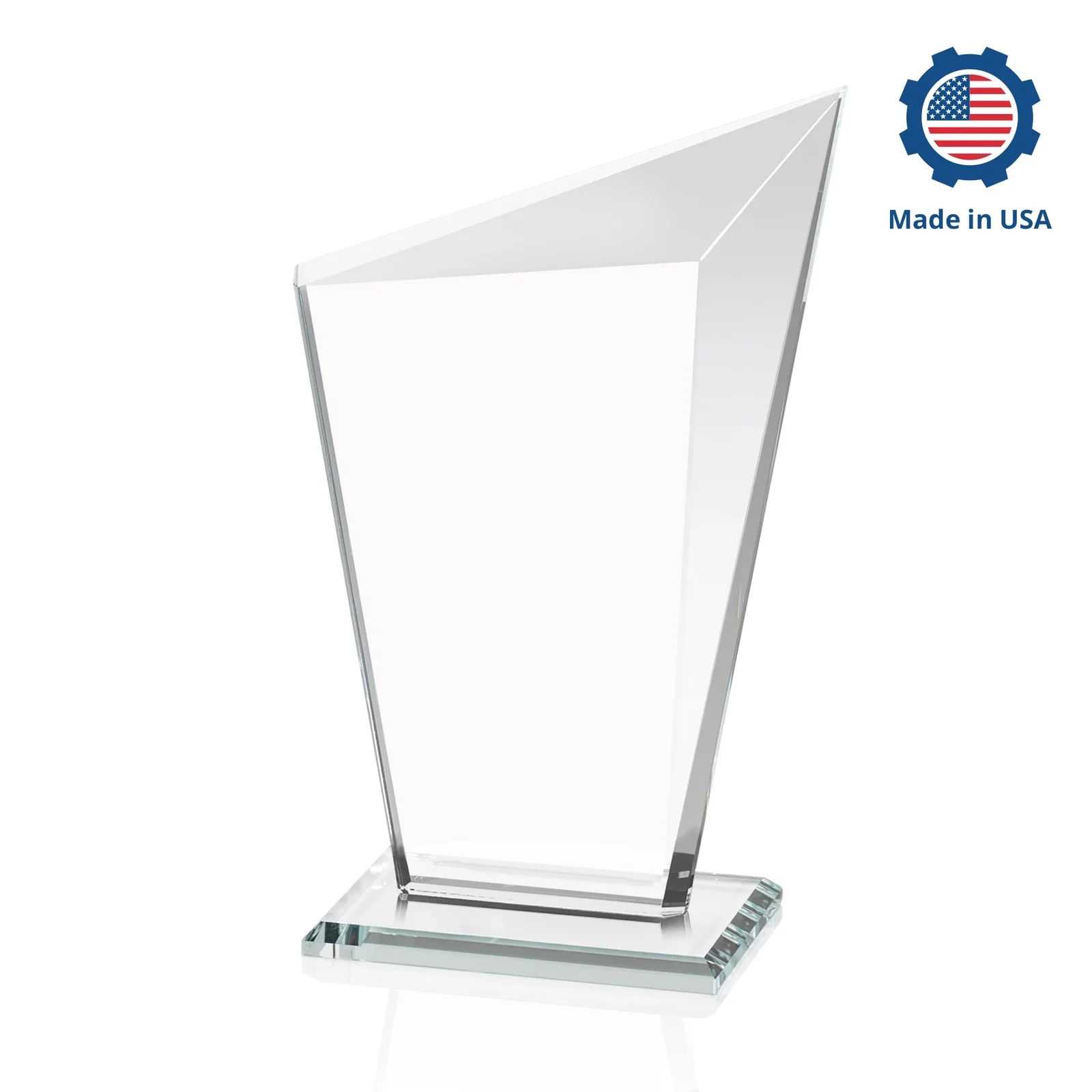 Custom engraved Starfire Crystal Peak Award with Upward-Angled Top Bevel, awards for retirement presentations