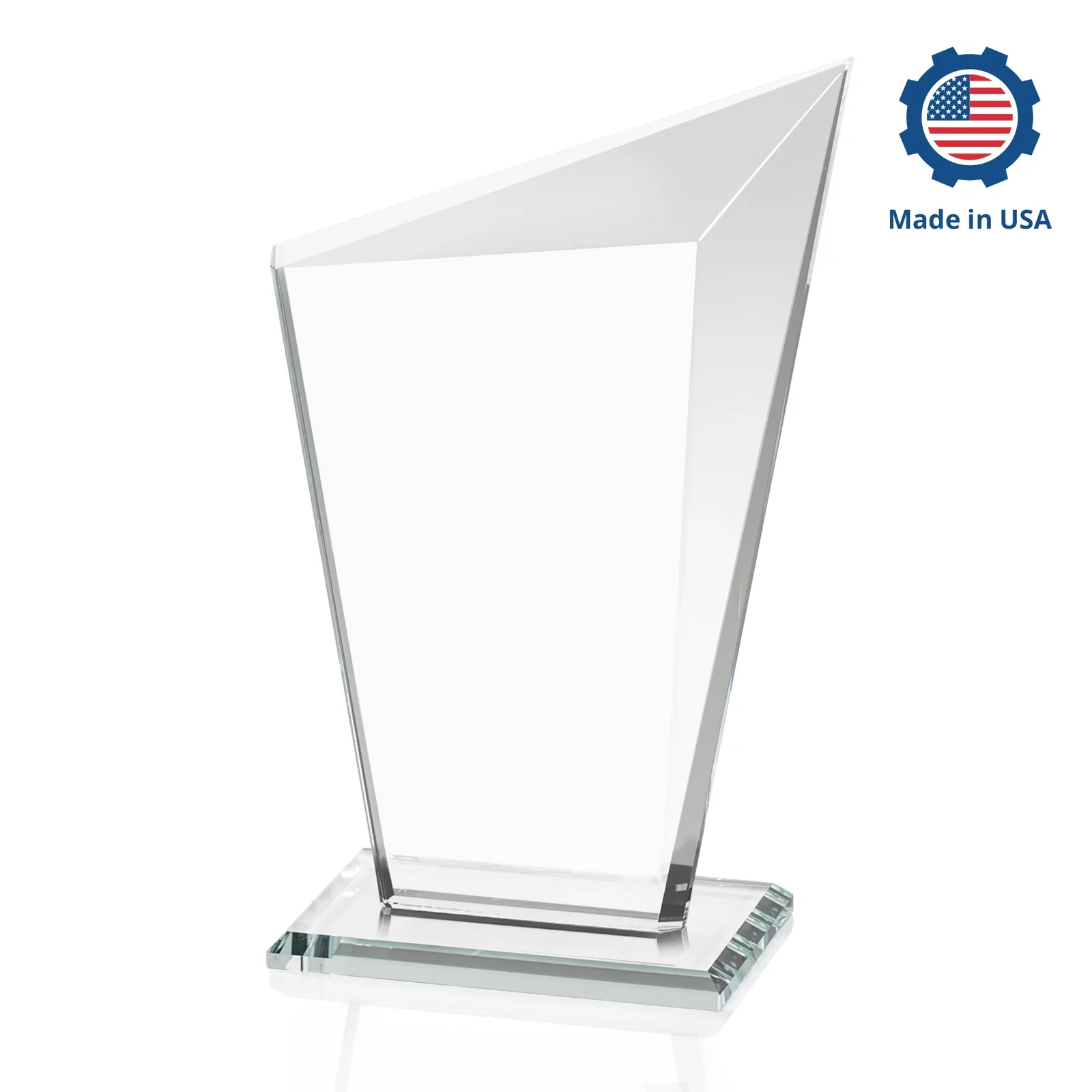 Custom engraved Starfire Crystal Peak Award with Upward-Angled Top Bevel, awards for team milestone celebrations
