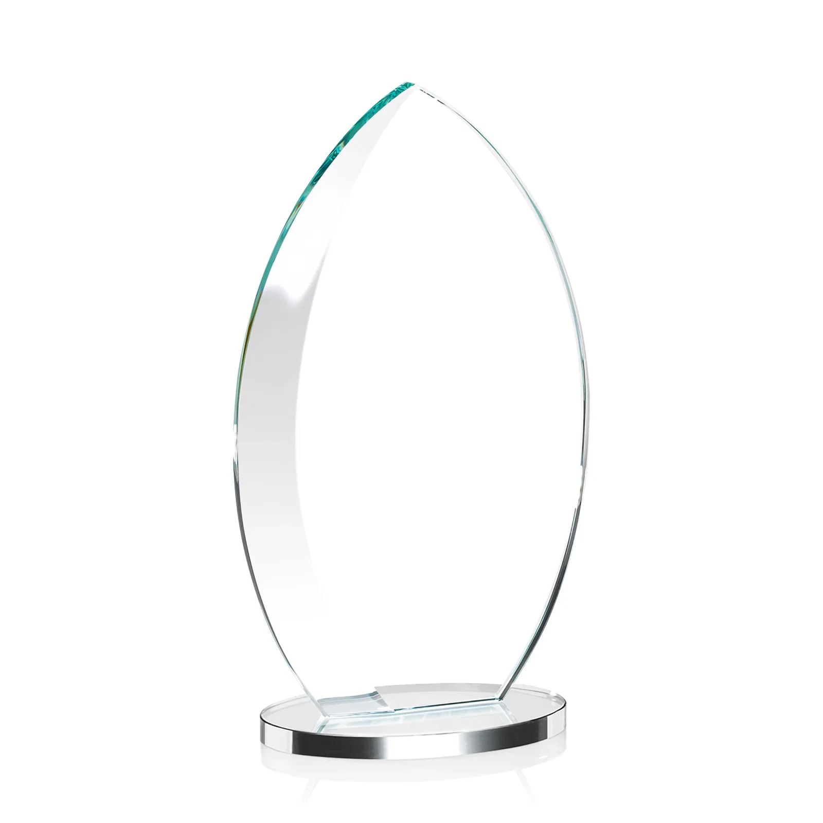 Personalized Starfire Crystal Award with Arced Sides on a Clear Round Base, with your logo for team milestone celebrations