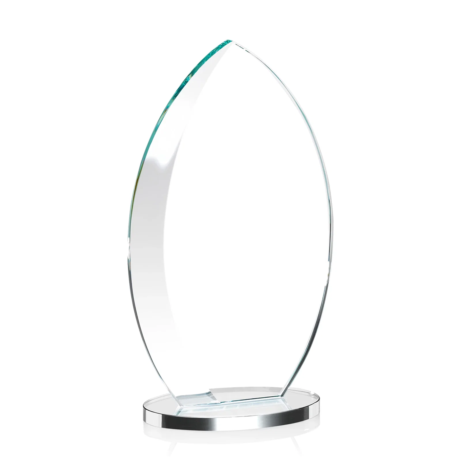 Personalized Starfire Crystal Award with Arced Sides on a Clear Round Base, with your logo for donor appreciation