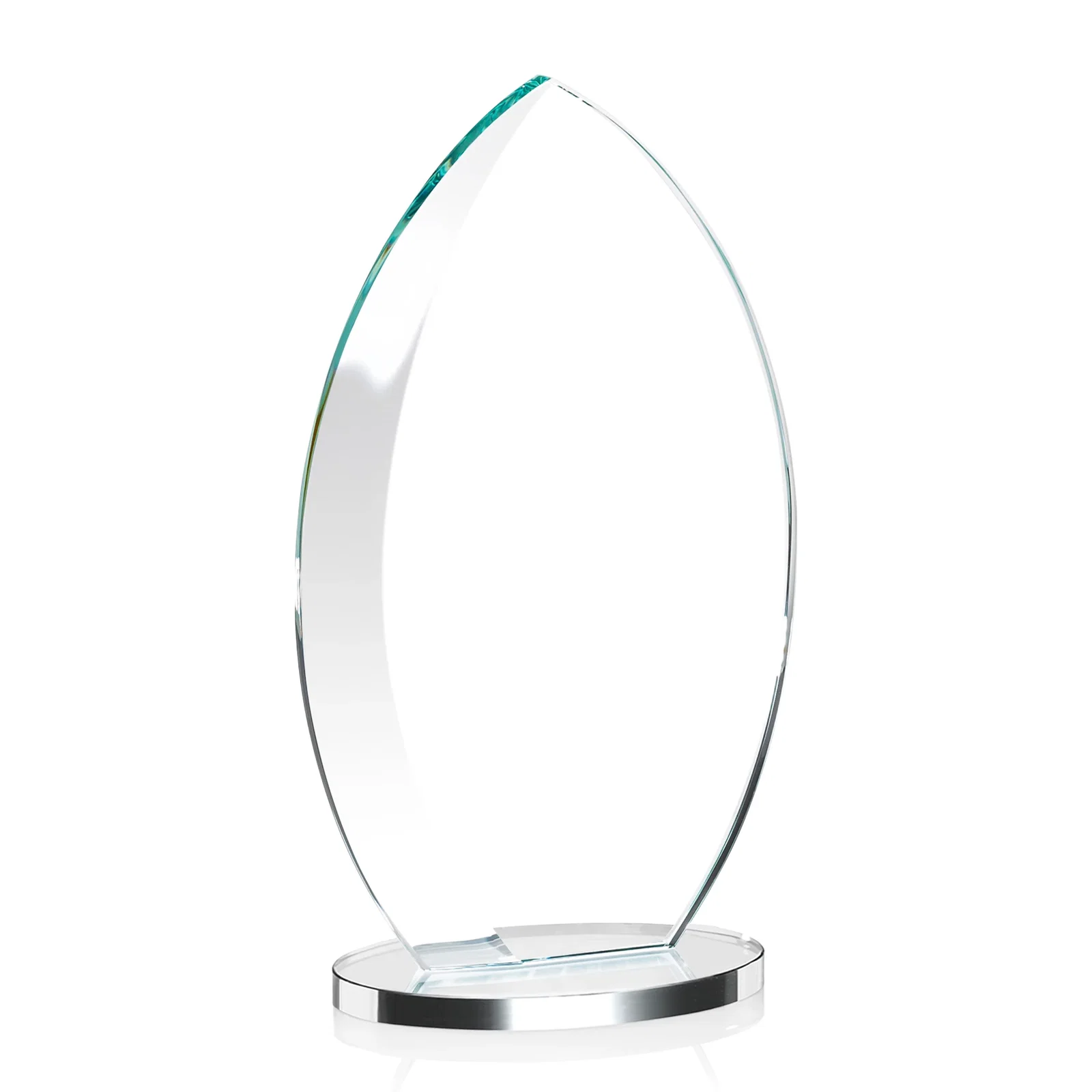 Personalized Starfire Crystal Award with Arced Sides on a Clear Round Base, with your logo for graduation ceremonies