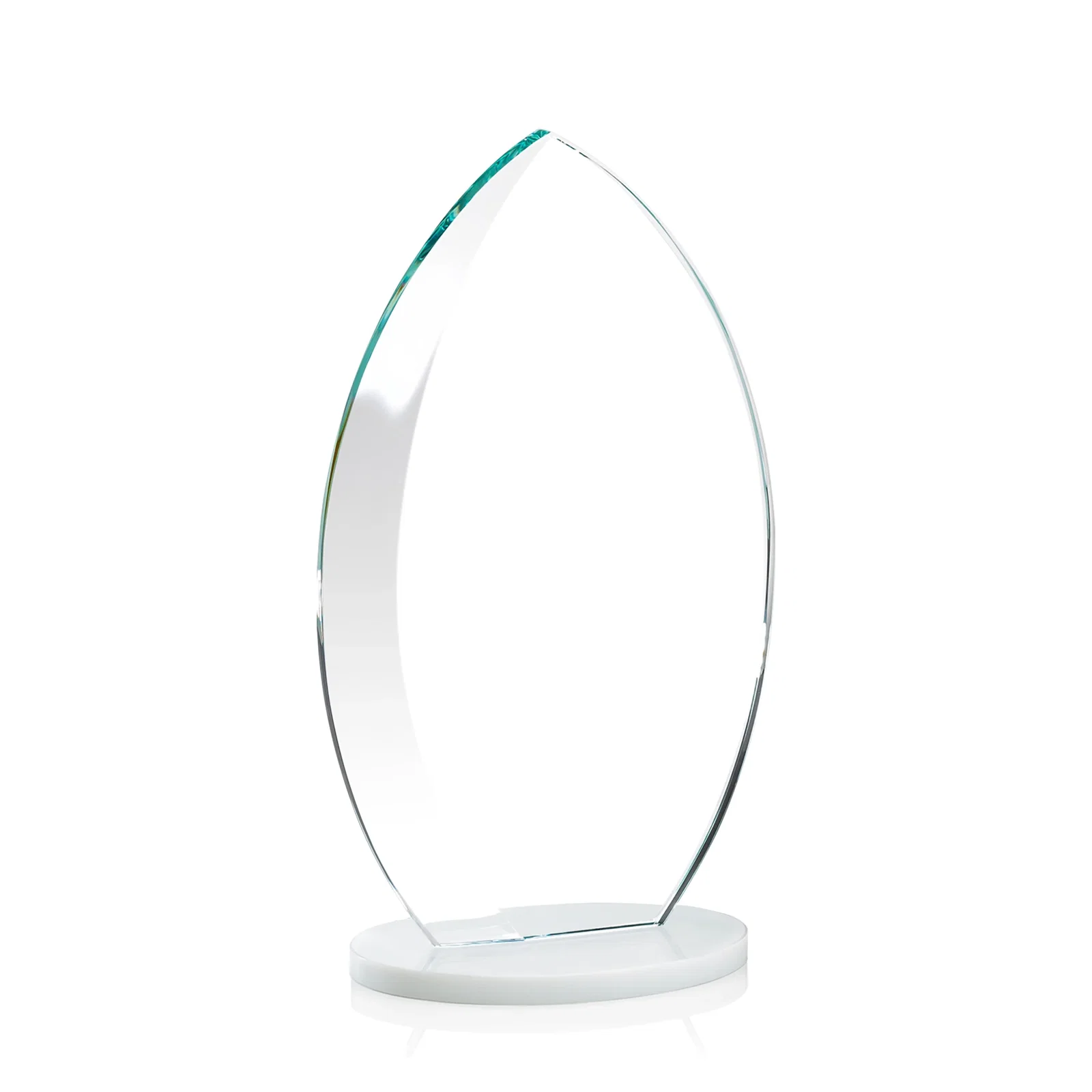 Personalized Starfire Crystal Award with Arced Sides on a Clear Round Base, with your logo for safety achievement programs
