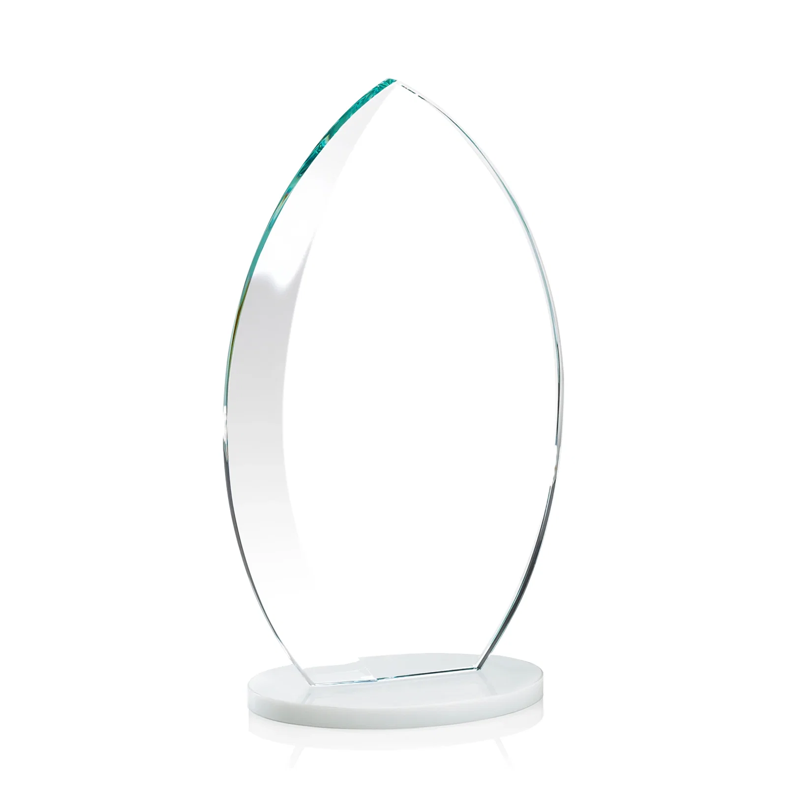 Personalized Starfire Crystal Award with Arced Sides on a Clear Round Base, with your logo for volunteer appreciation
