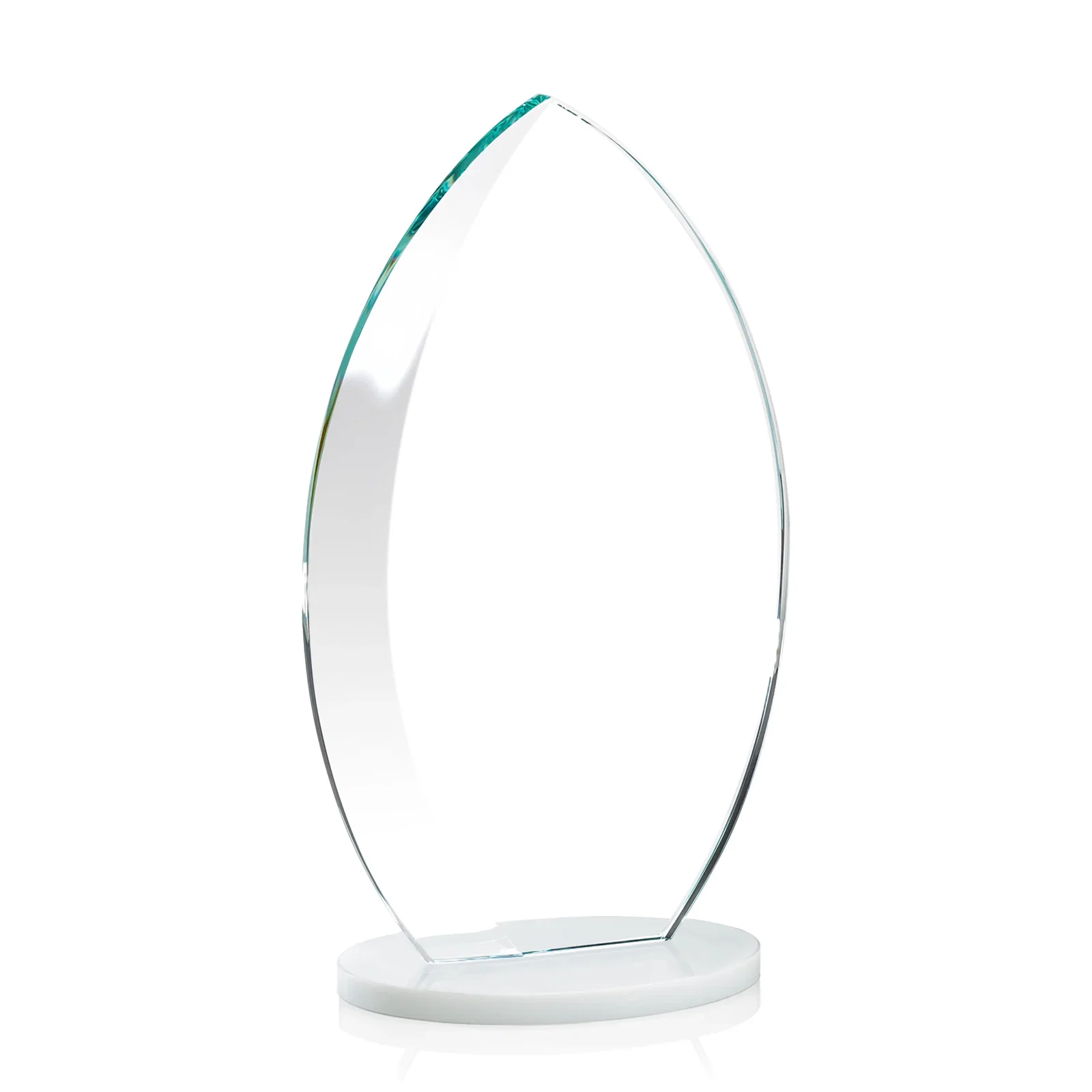 Personalized Starfire Crystal Award with Arced Sides on a Clear Round Base, with your logo for dealer and partner awards