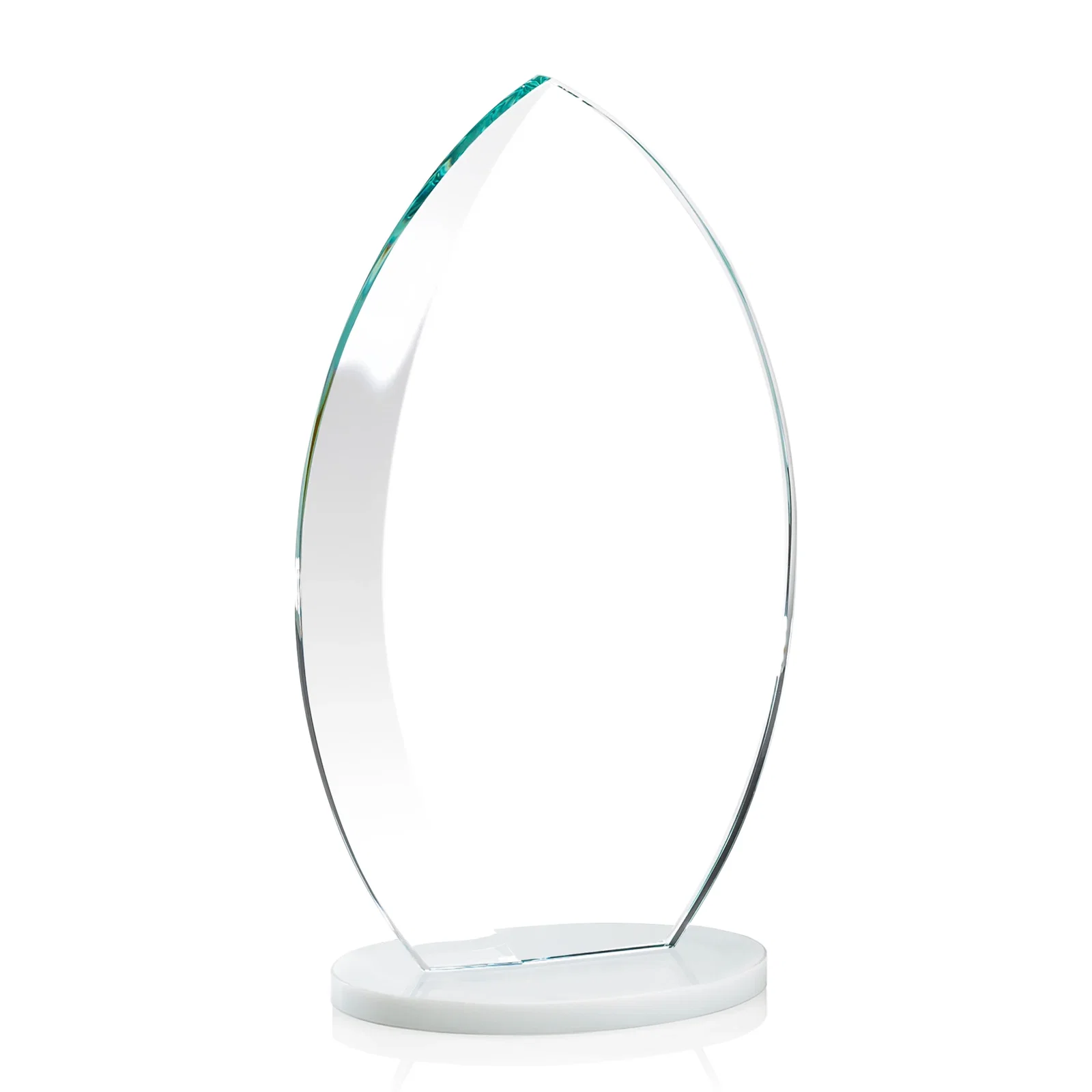 Personalized Starfire Crystal Award with Arced Sides on a Clear Round Base, with your logo for company anniversary events