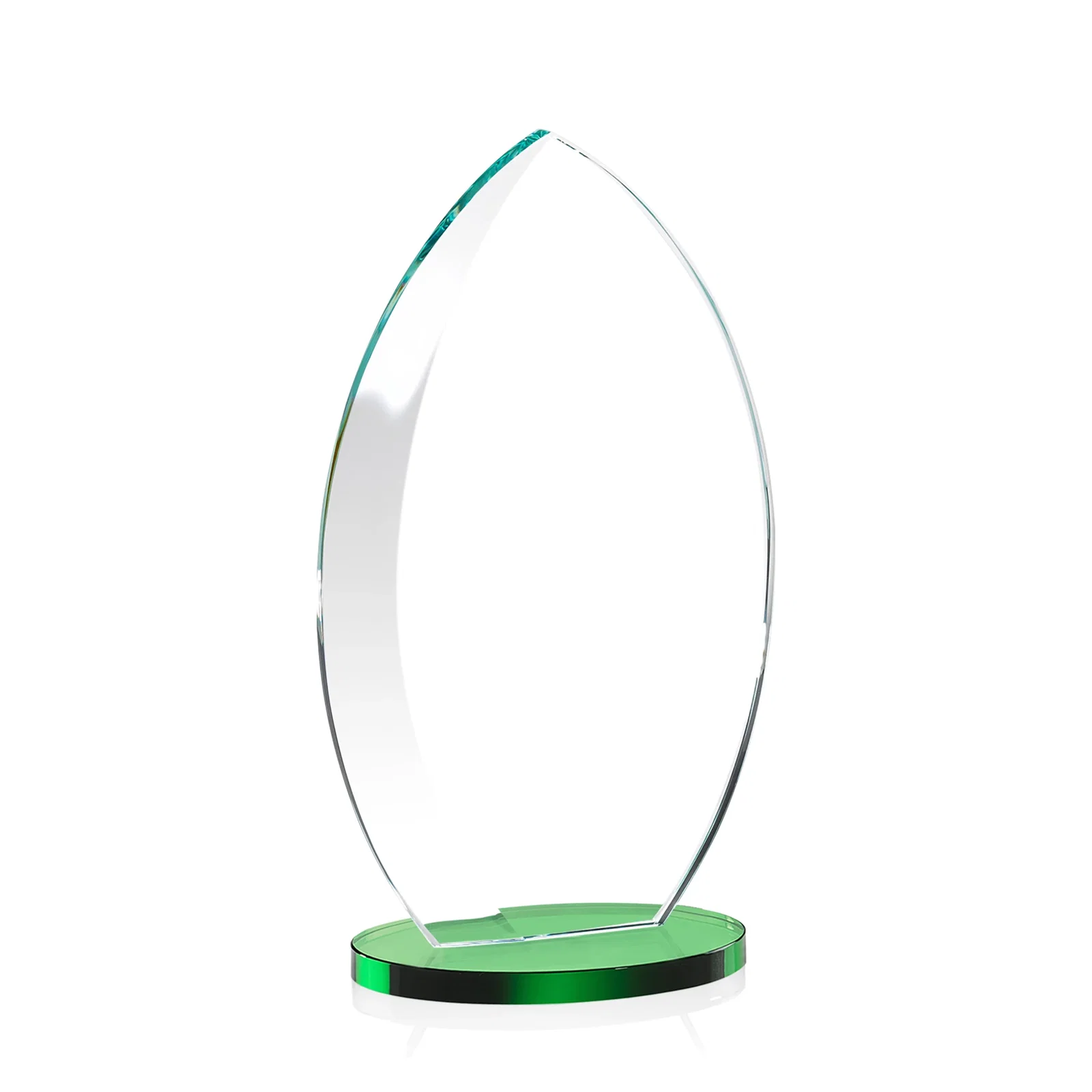 Promotional Starfire Crystal Award with Arced Sides on a Clear Round Base, with your logo for employee recognition