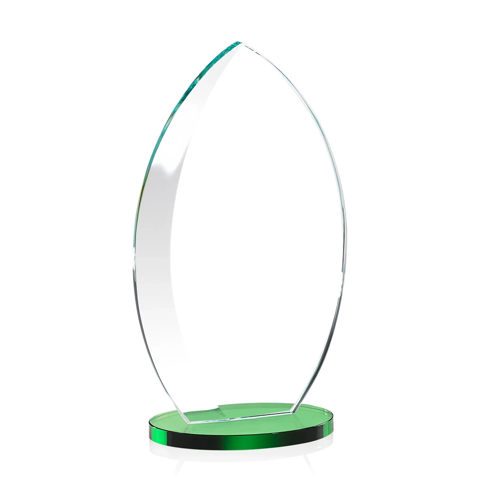 Promotional Starfire Crystal Award with Arced Sides on a Clear Round Base, with your logo for service anniversary gifts