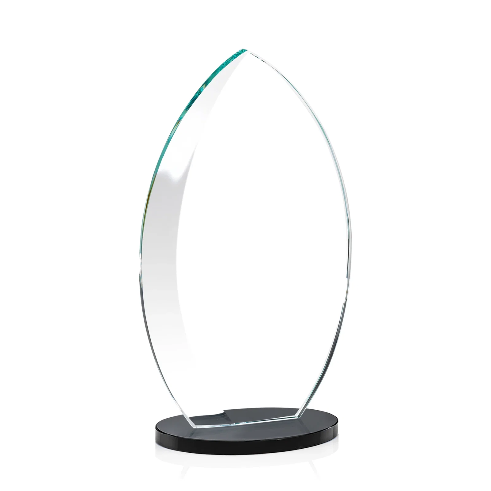 Promotional Starfire Crystal Award with Arced Sides on a Clear Round Base, with your logo for team milestone celebrations
