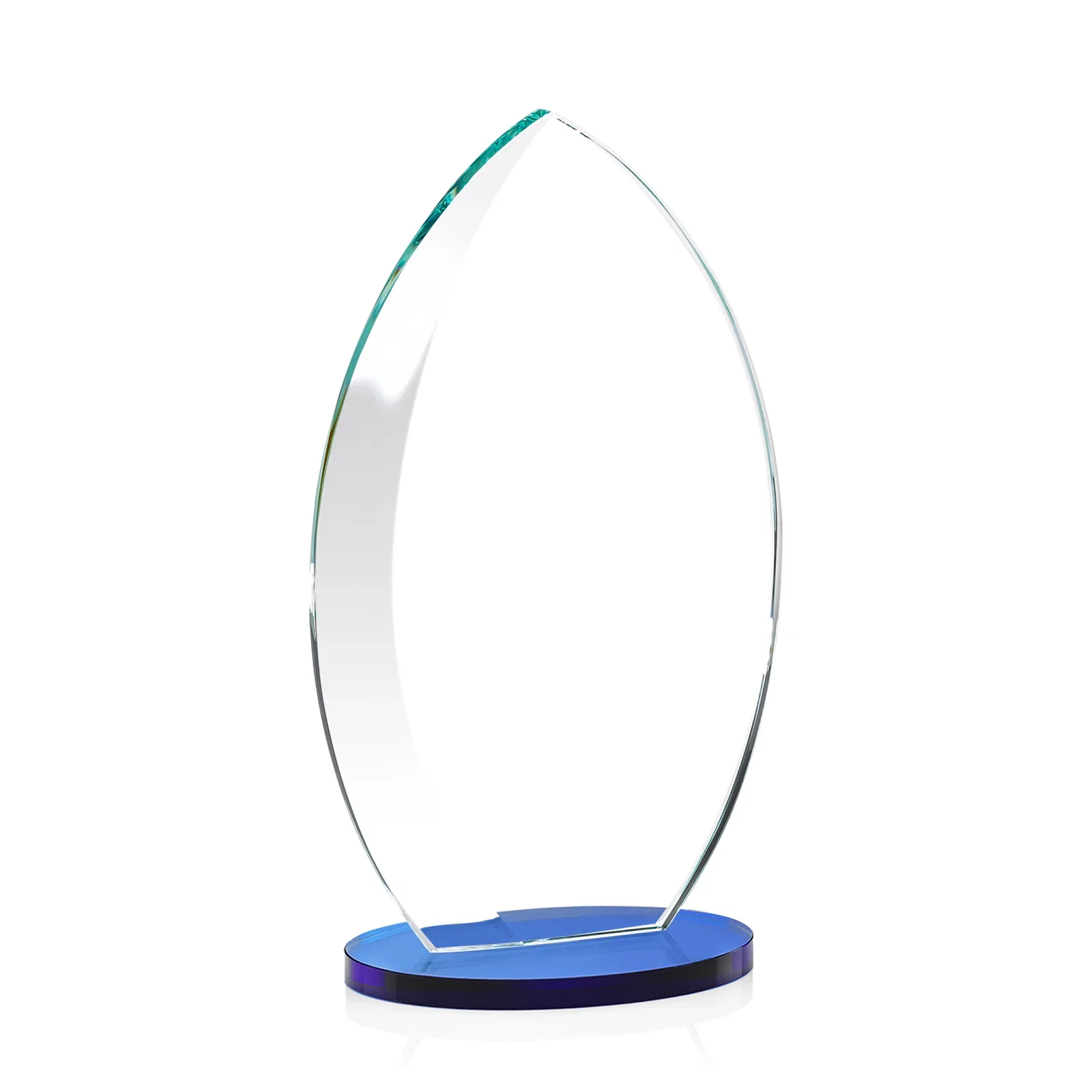 Promotional Starfire Crystal Award with Arced Sides on a Clear Round Base, with your logo for volunteer appreciation