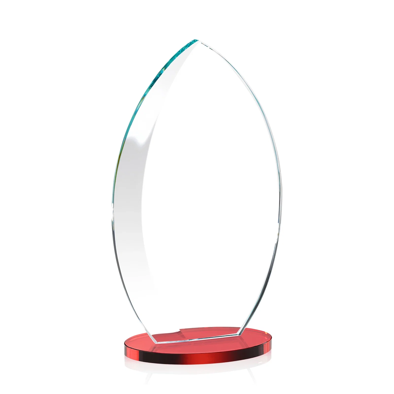 Branded Starfire Crystal Award with Arced Sides on a Clear Round Base, with your logo for corporate award ceremonies