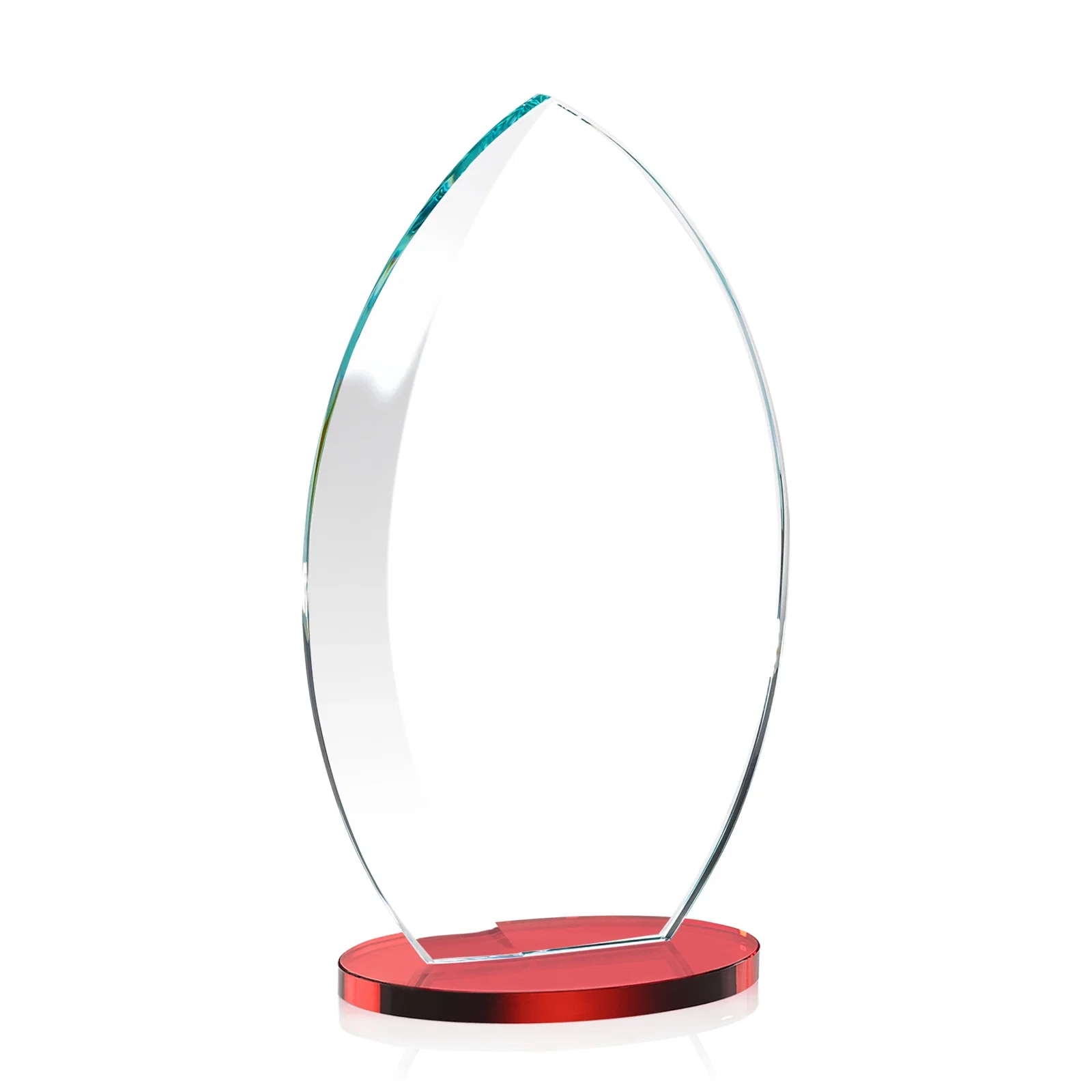 Branded Starfire Crystal Award with Arced Sides on a Clear Round Base, with your logo for service anniversary gifts