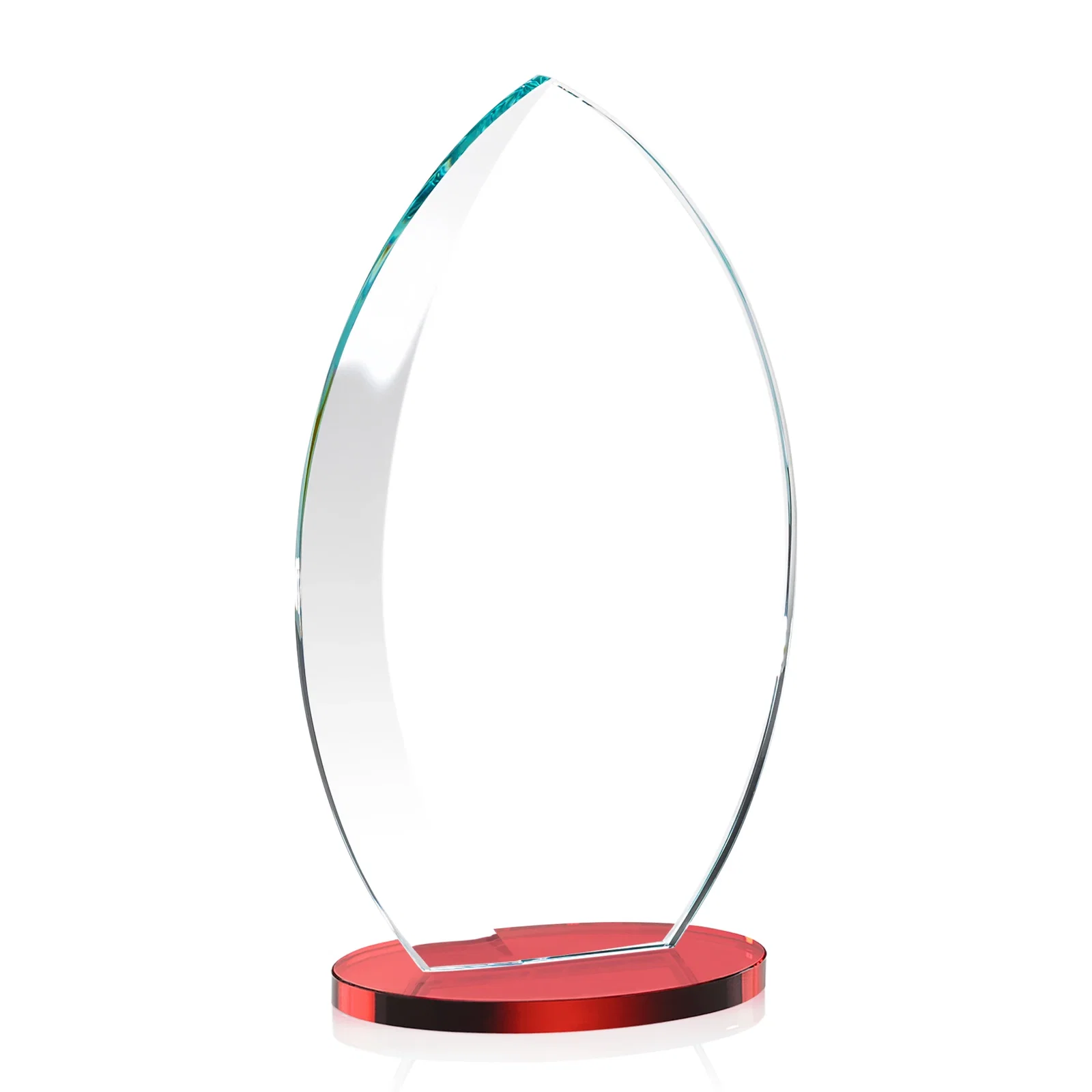Branded Starfire Crystal Award with Arced Sides on a Clear Round Base, with your logo for sales achievement awards