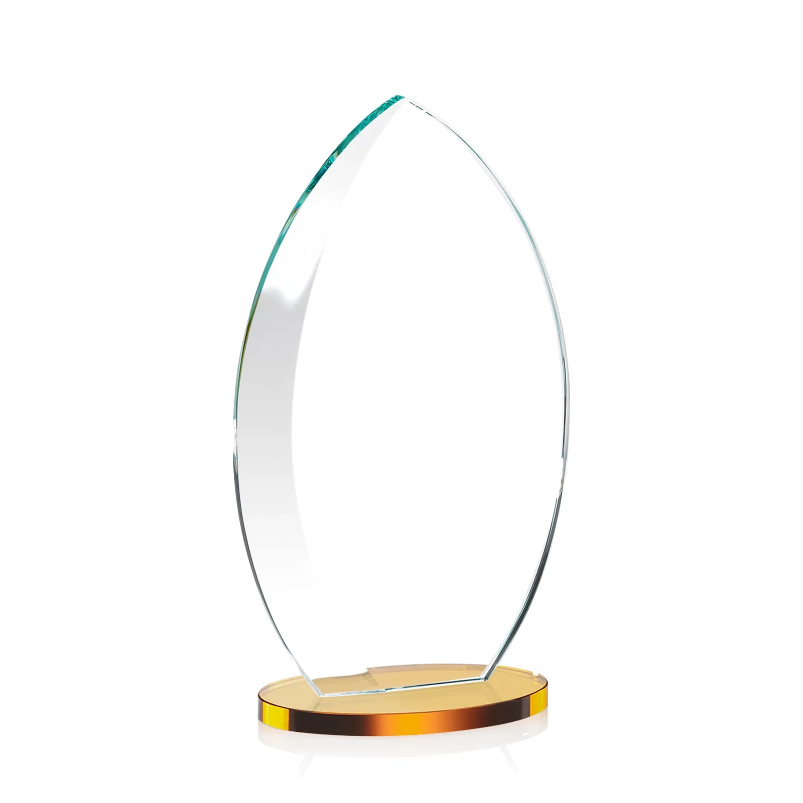 Branded Starfire Crystal Award with Arced Sides on a Clear Round Base, with your logo for retirement presentations