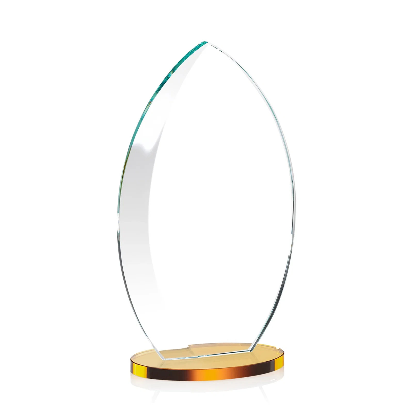 Branded Starfire Crystal Award with Arced Sides on a Clear Round Base, with your logo for team milestone celebrations