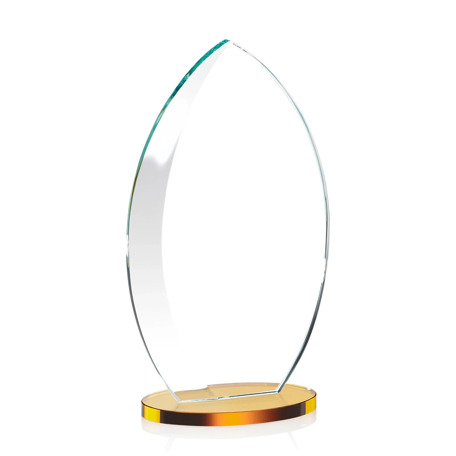 Branded Starfire Crystal Award with Arced Sides on a Clear Round Base, with your logo for donor appreciation