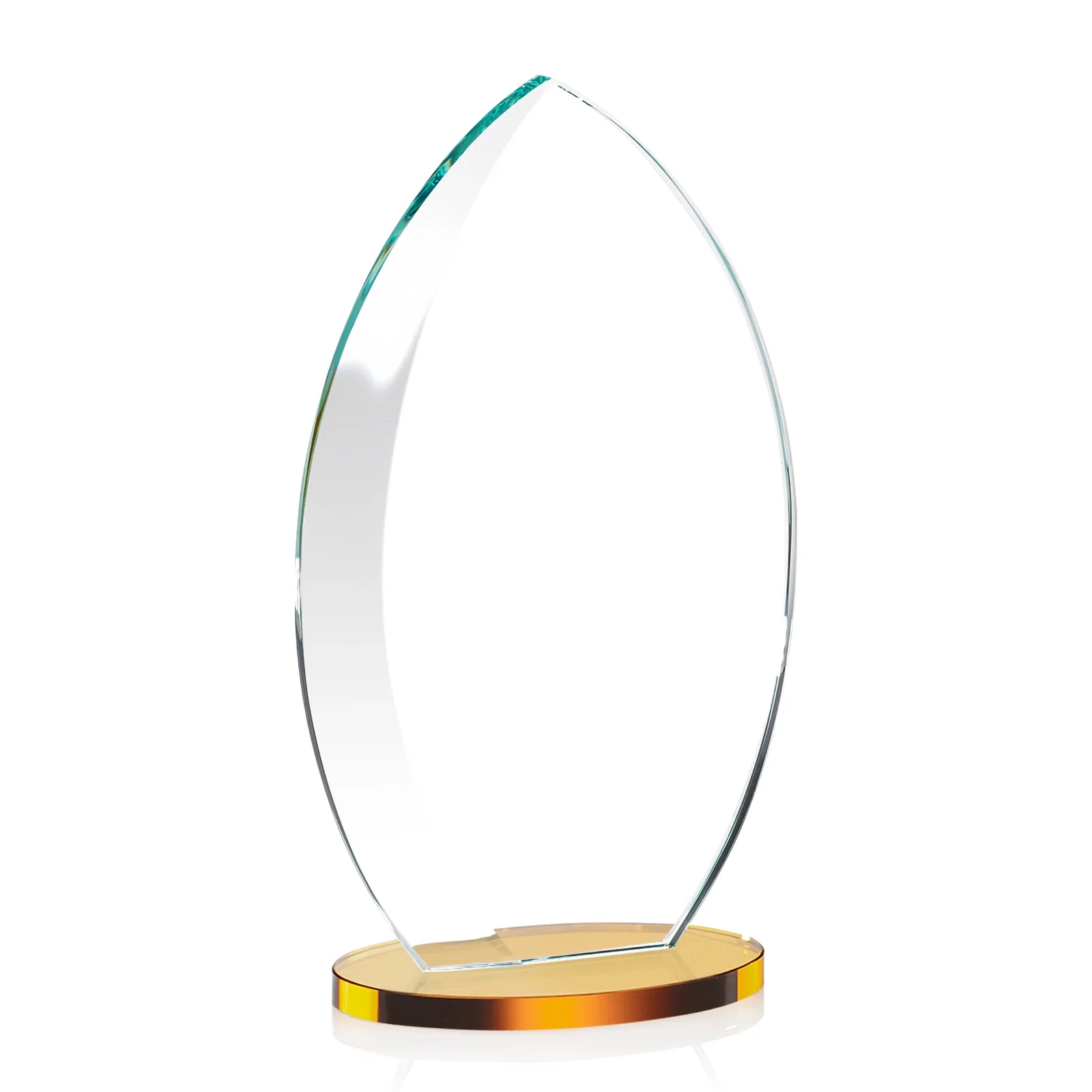 Branded Starfire Crystal Award with Arced Sides on a Clear Round Base, with your logo for graduation ceremonies
