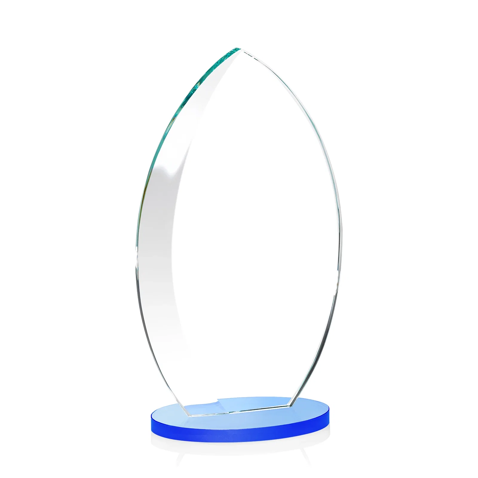 Branded Starfire Crystal Award with Arced Sides on a Clear Round Base, with your logo for volunteer appreciation