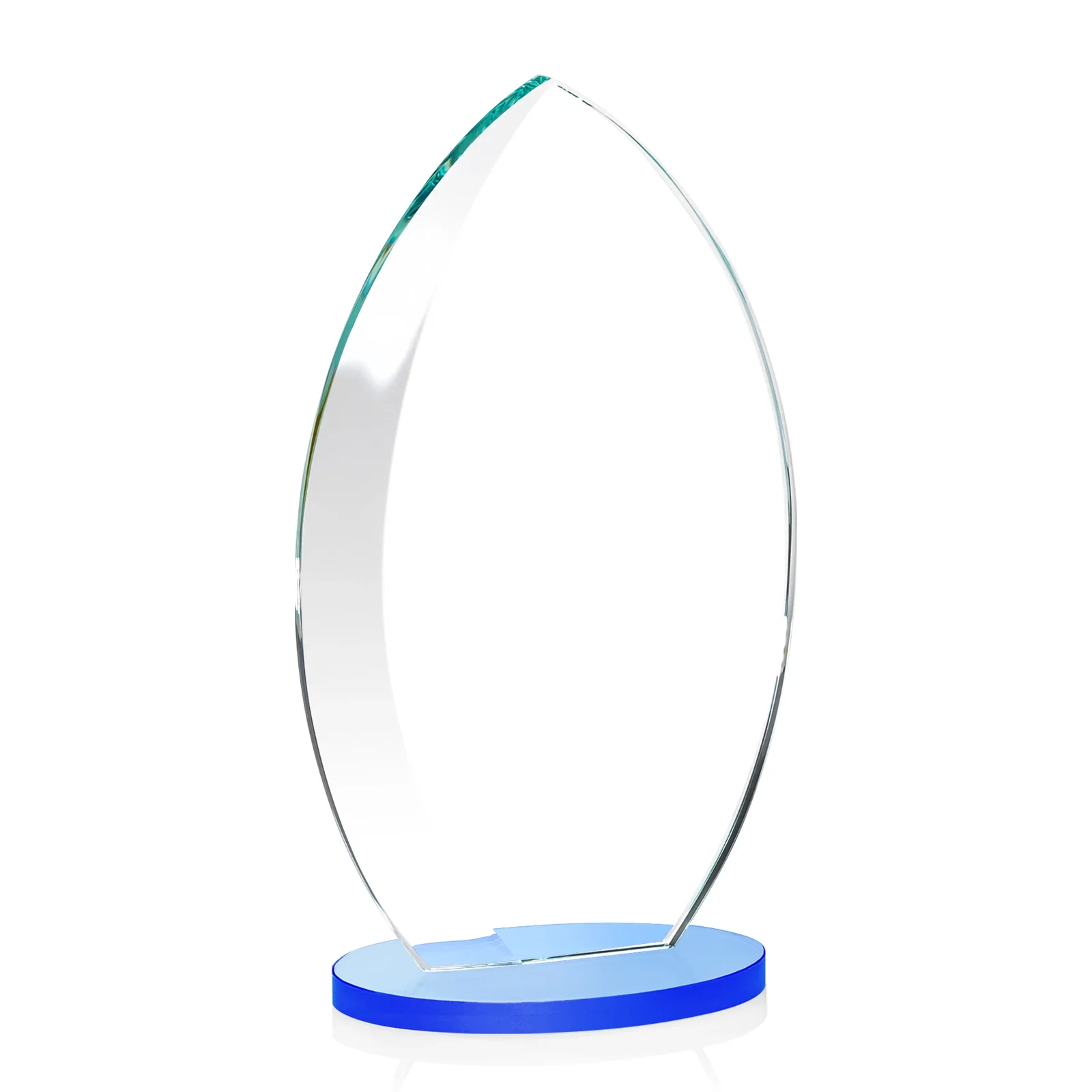 Branded Starfire Crystal Award with Arced Sides on a Clear Round Base, with your logo for company anniversary events